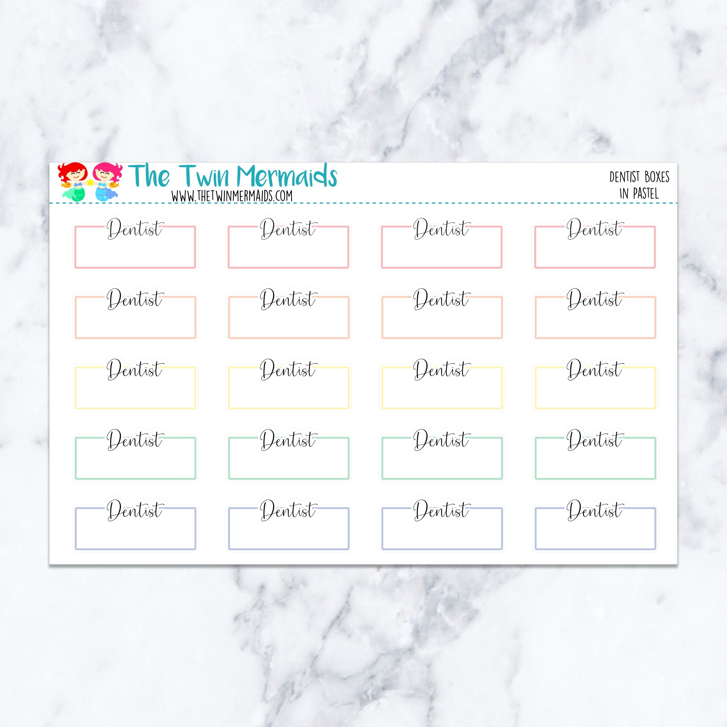 Dentist Boxes Pastel Planner Stickers