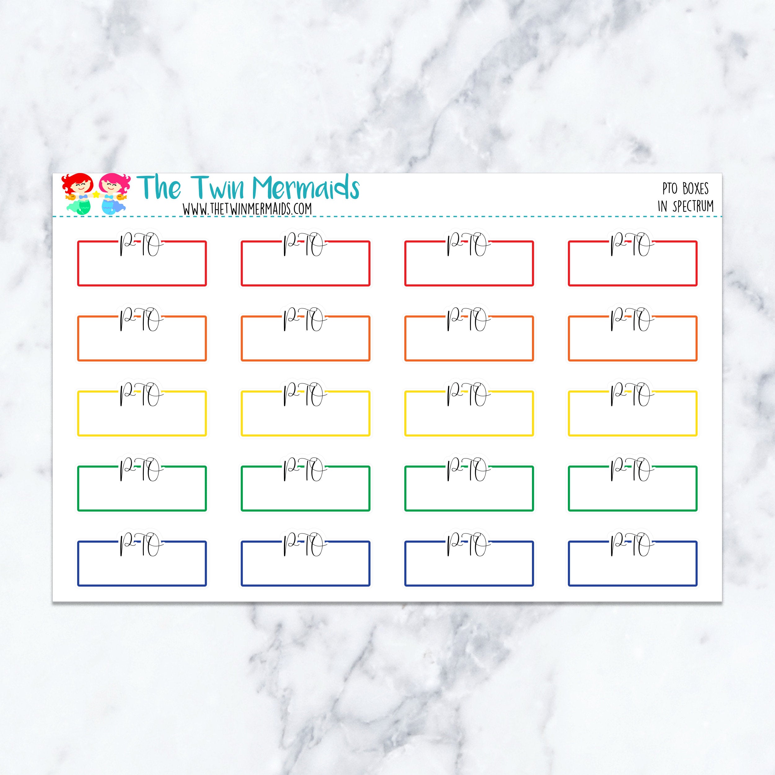 PTO Boxes in Spectrum Planner Stickers