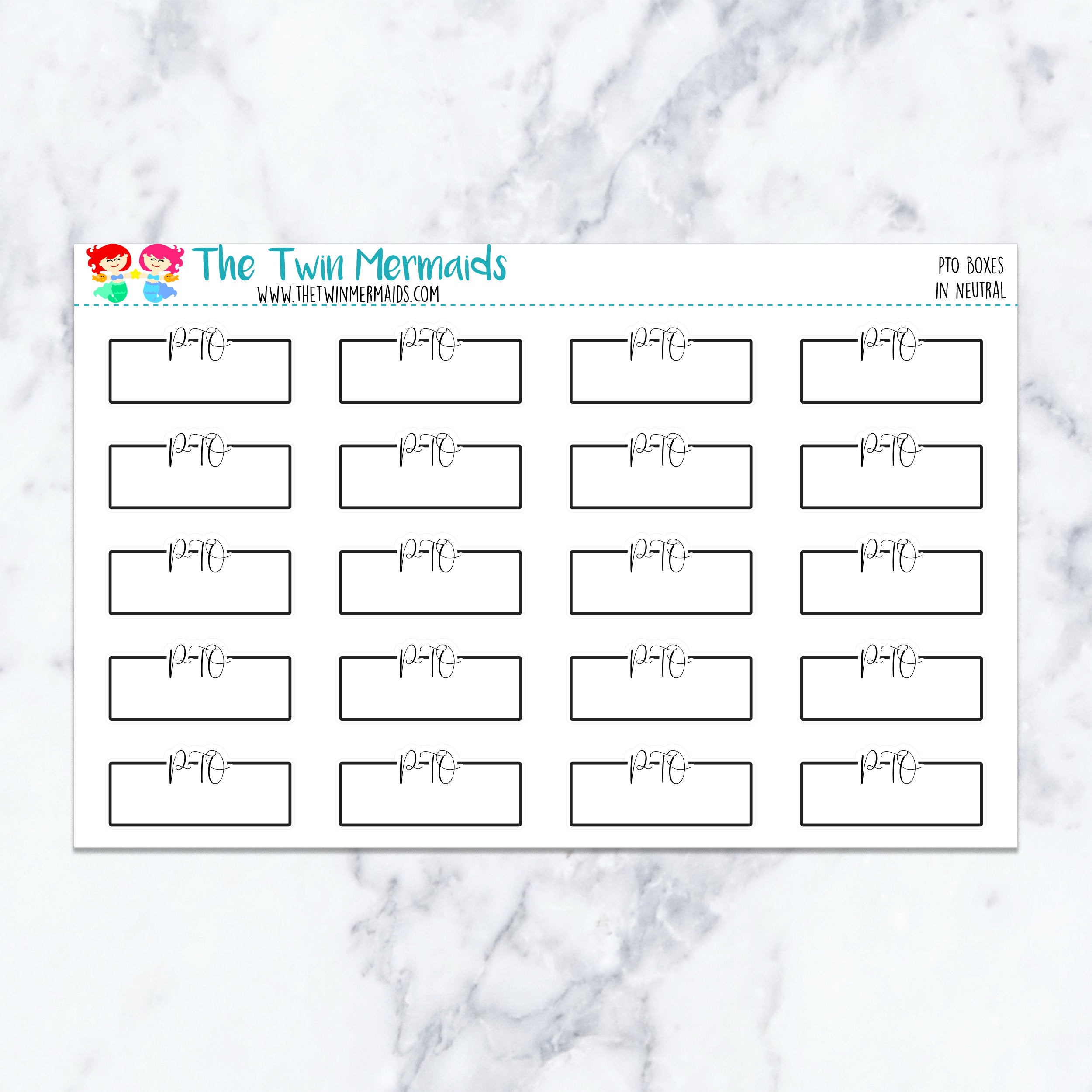 PTO Boxes in Neutral Planner Stickers