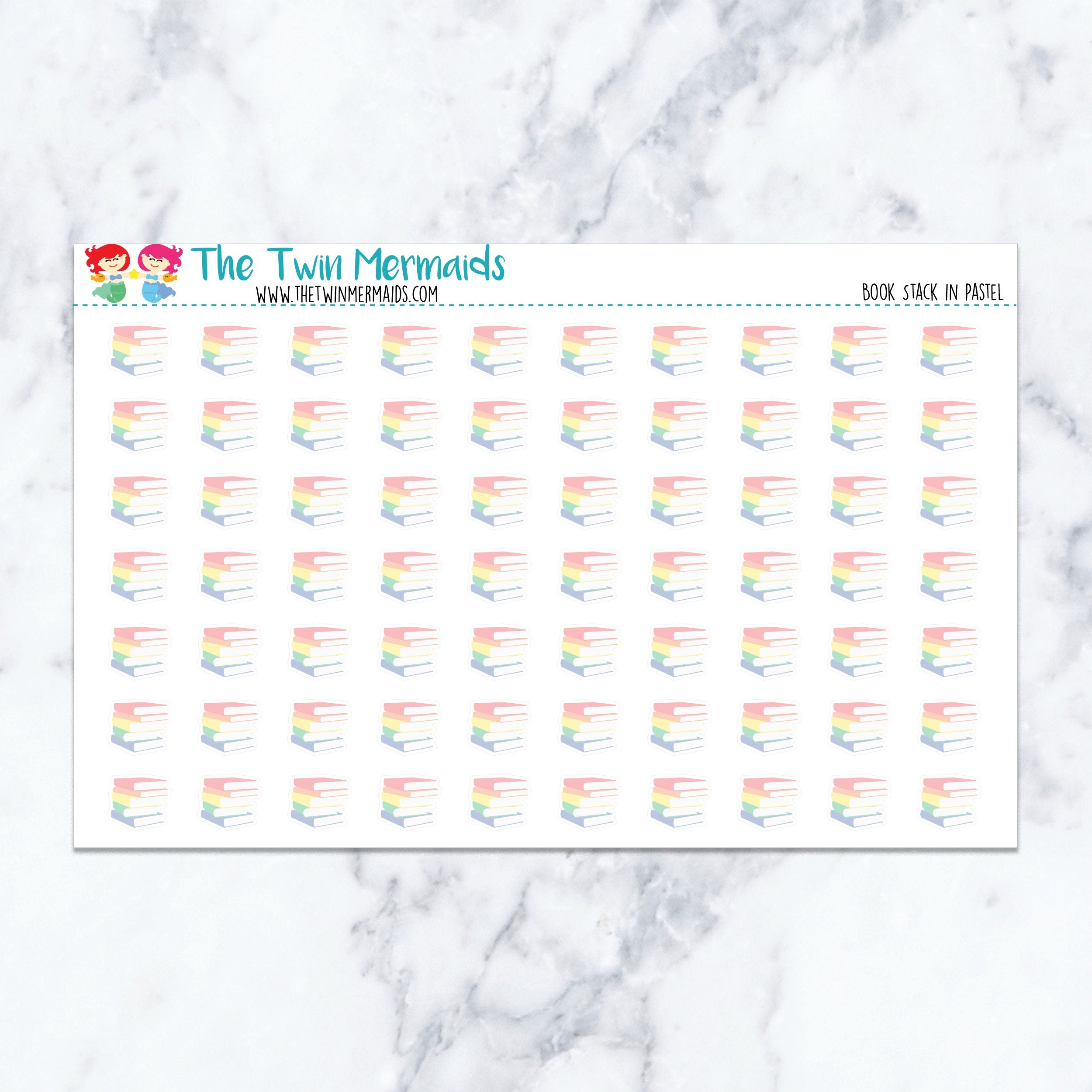 Book Stack in Pastel Planner Stickers