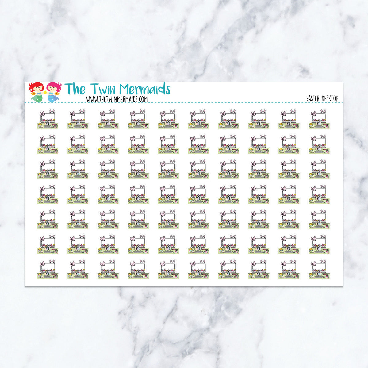 Easter Desktop planner stickers. Kiss-cut sticker sheet for planners, bullet journals, and scrapbooking.