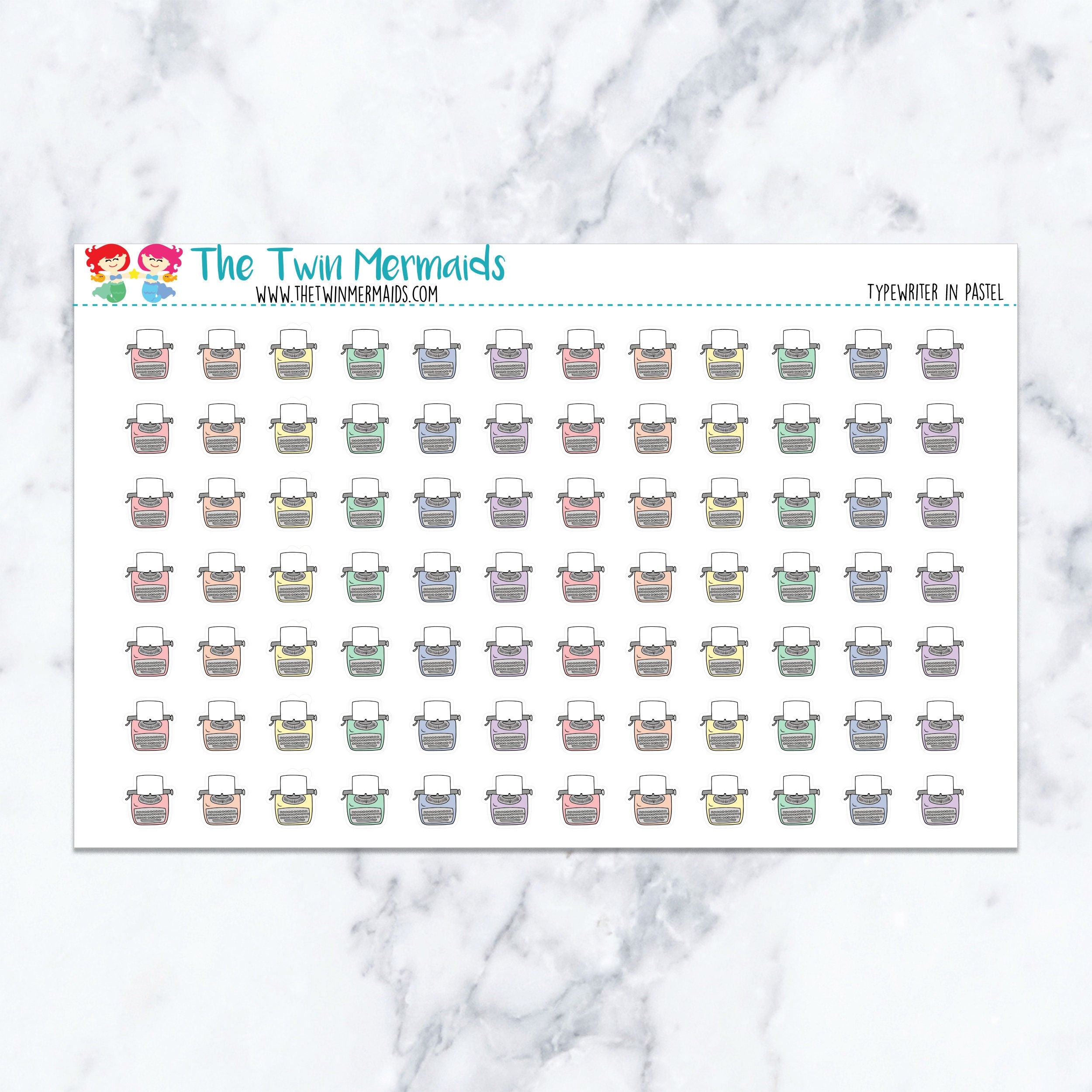 Typewriter in Pastel Planner Stickers
