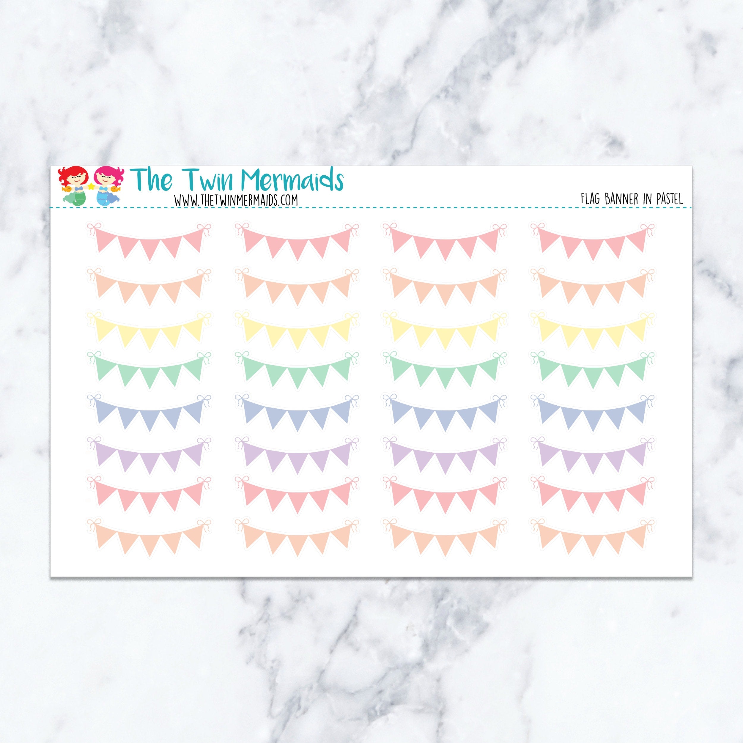 Flag Banner in Pastel Planner Stickers