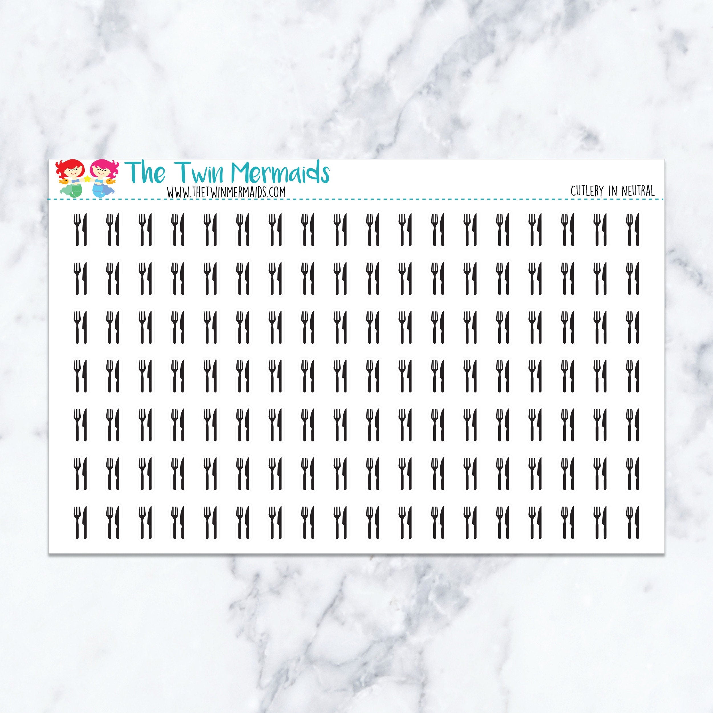 Cutlery in Neutral Planner Stickers