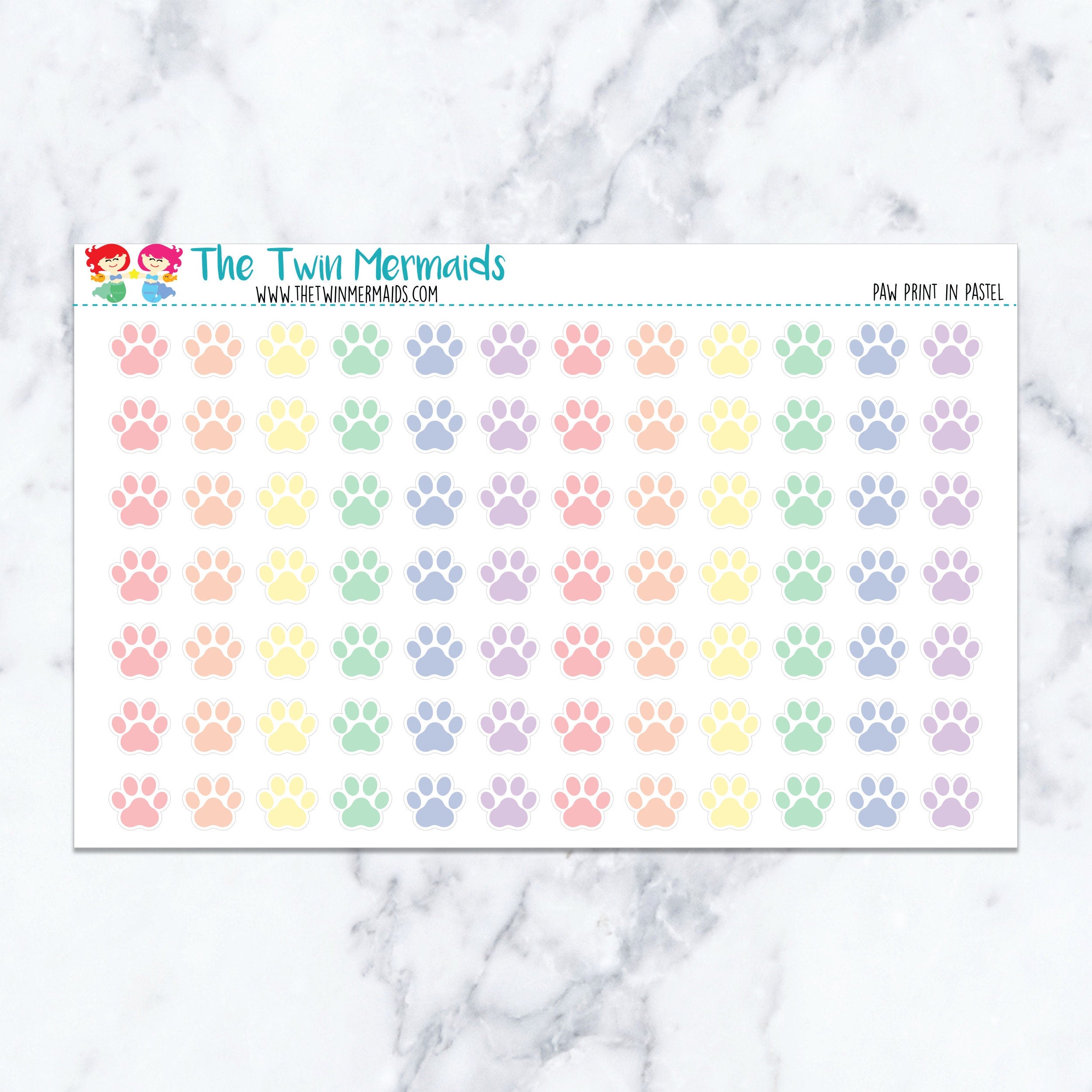 Paw Print in Pastel Planner Stickers