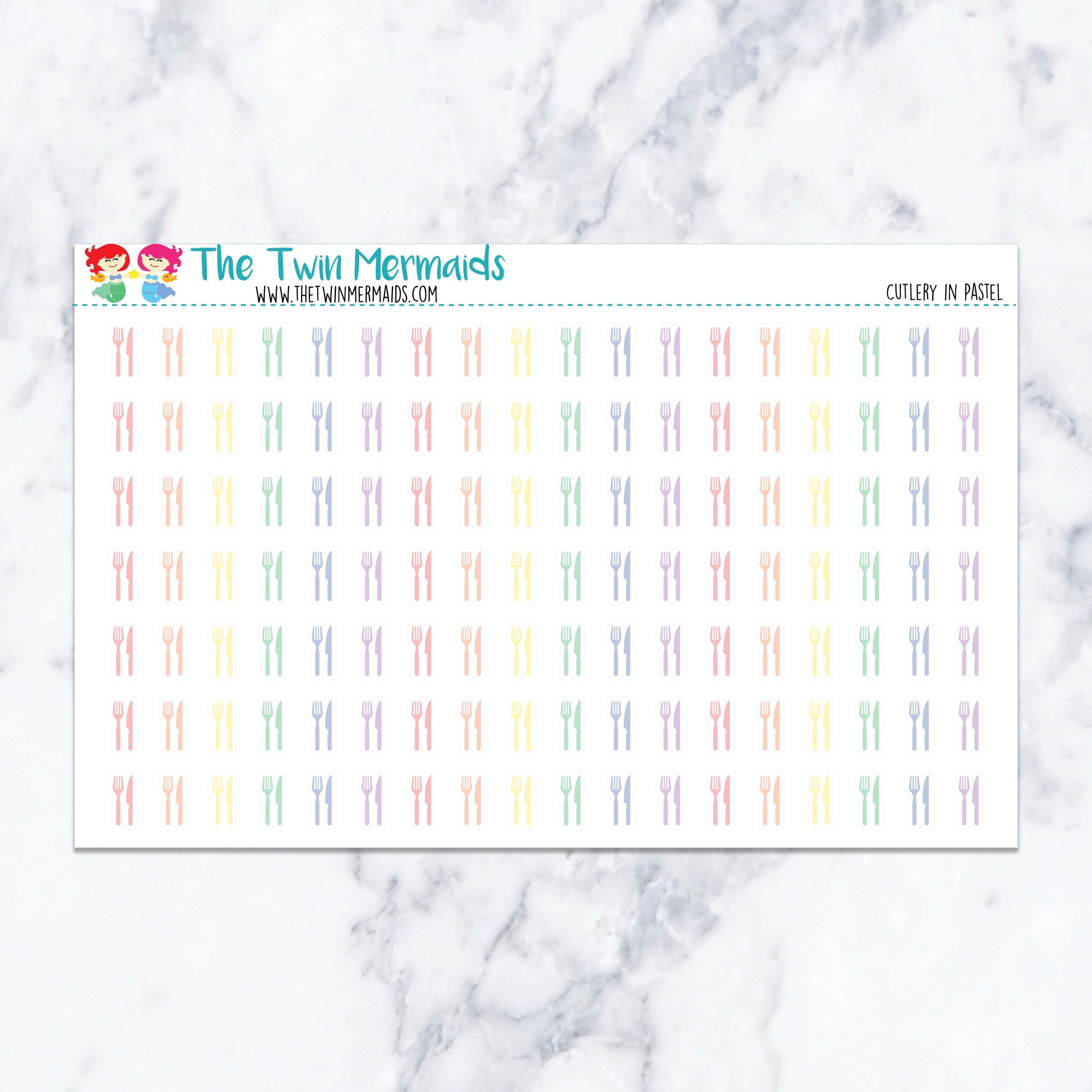 Cutlery in Pastel Planner Stickers