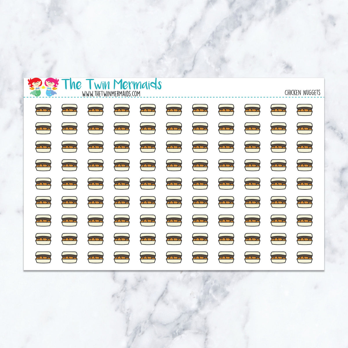 Chicken Nuggets planner stickers. Kiss-cut sticker sheet for planners, bullet journals, and scrapbooking.