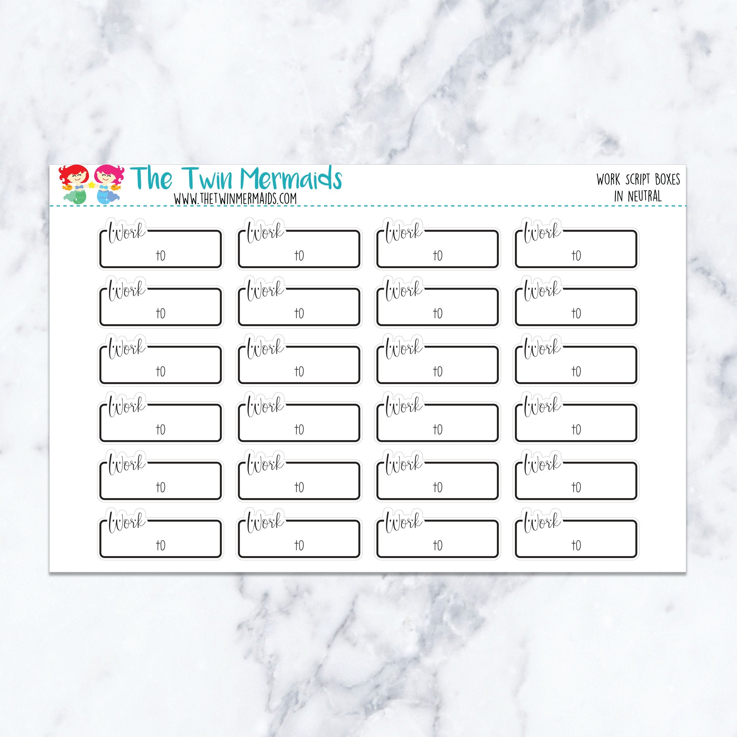 Work Script Boxes in Neutral Planner Stickers