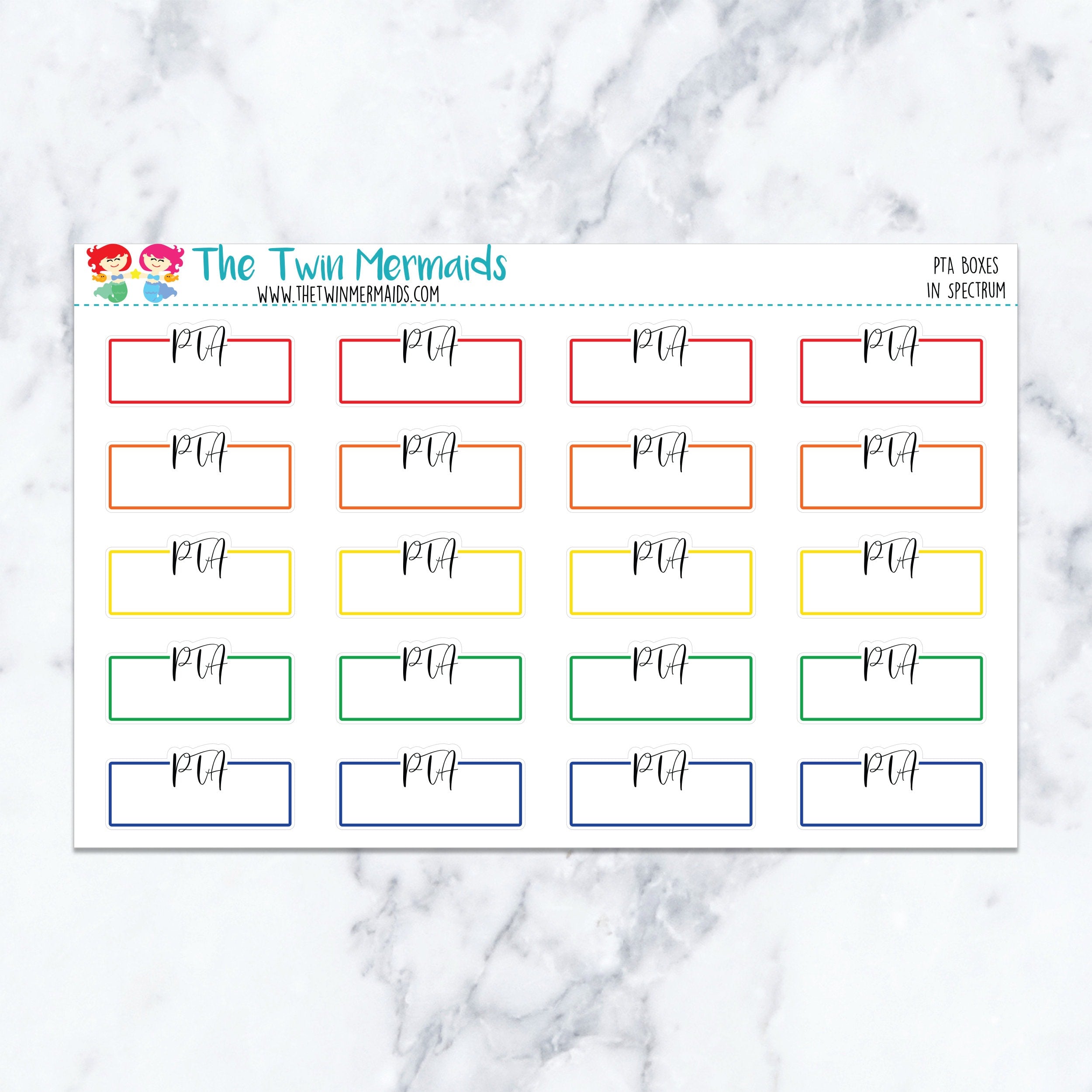 PTA Boxes in Spectrum Planner Stickers