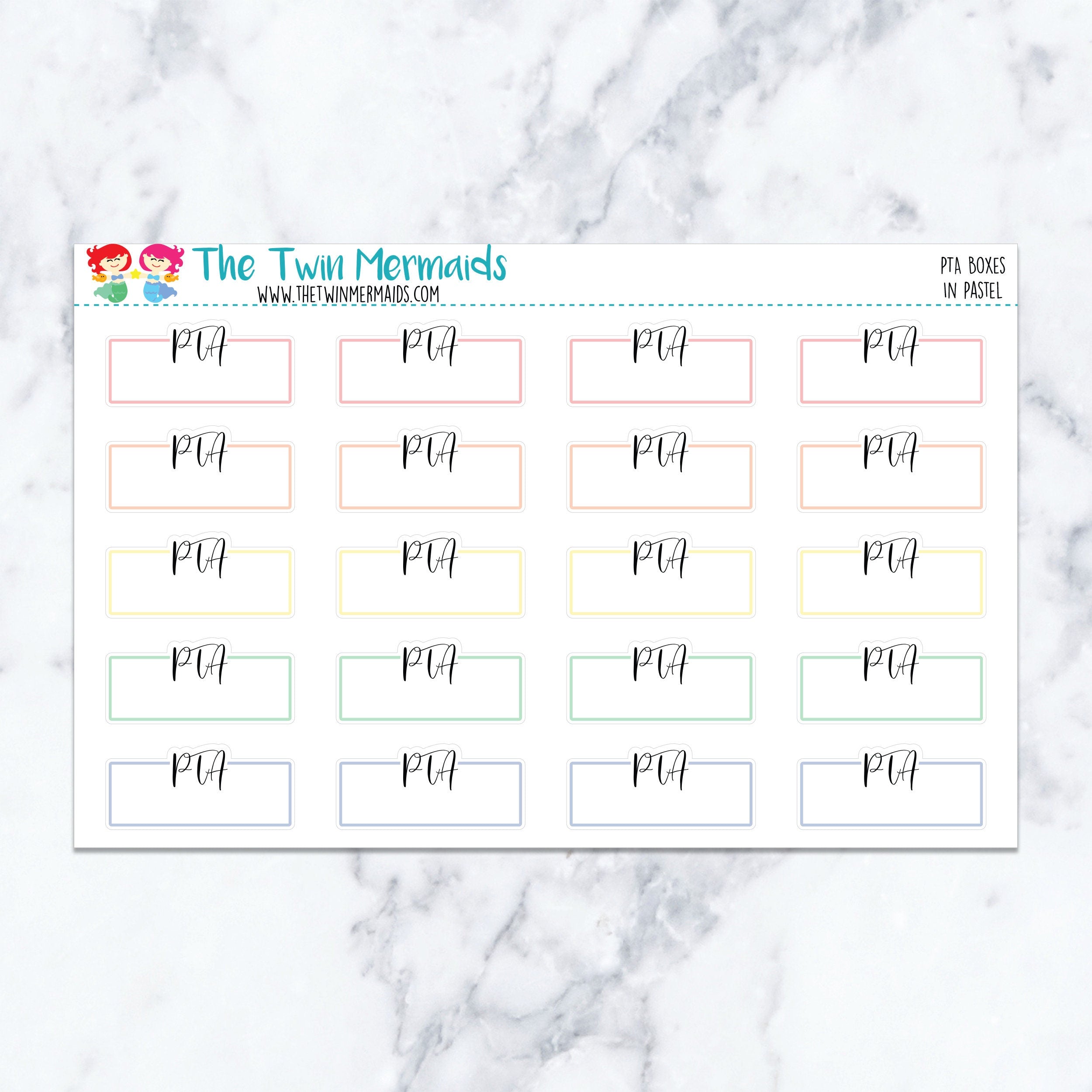 PTA Boxes in Pastel Planner Stickers