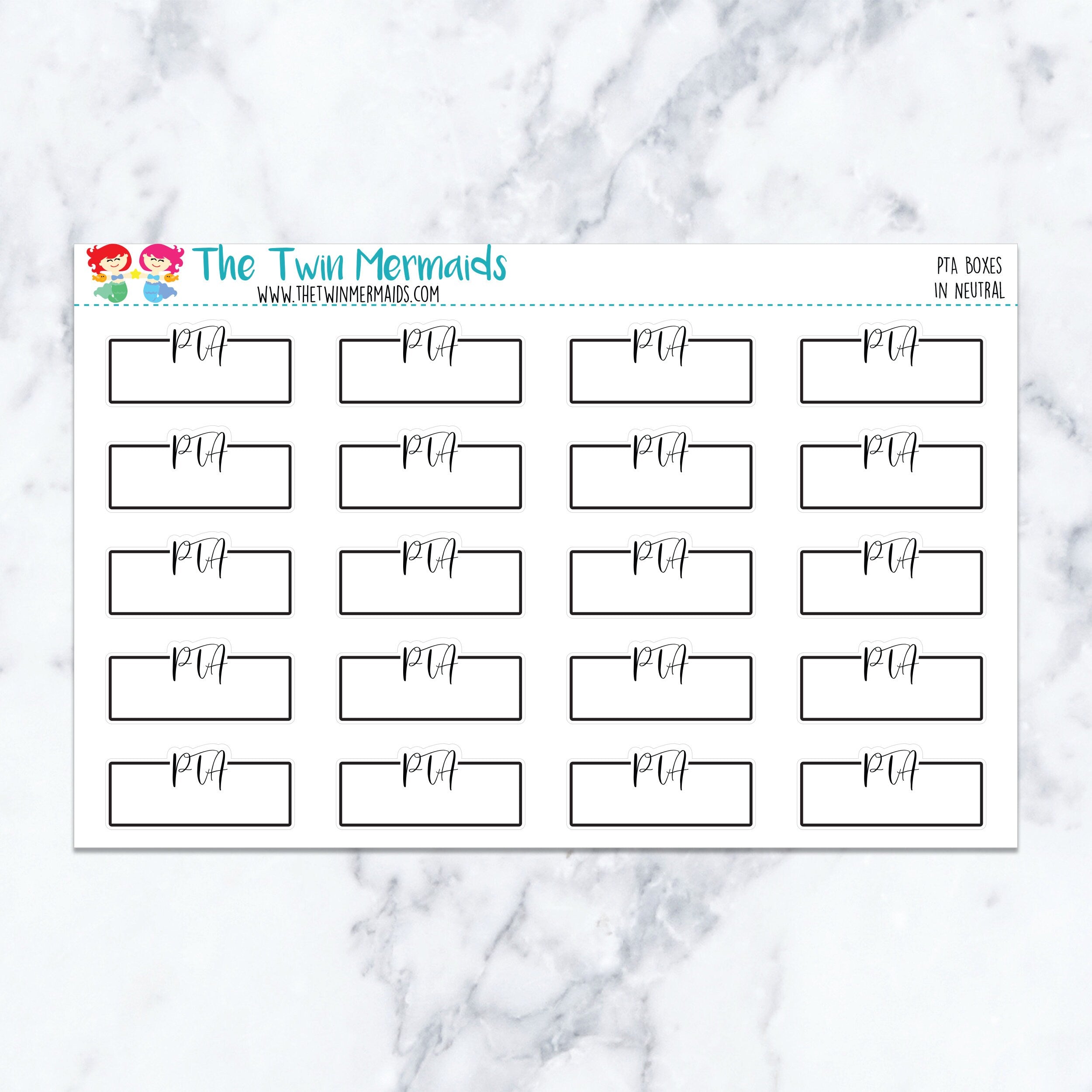PTA Boxes in Neutral Planner Stickers