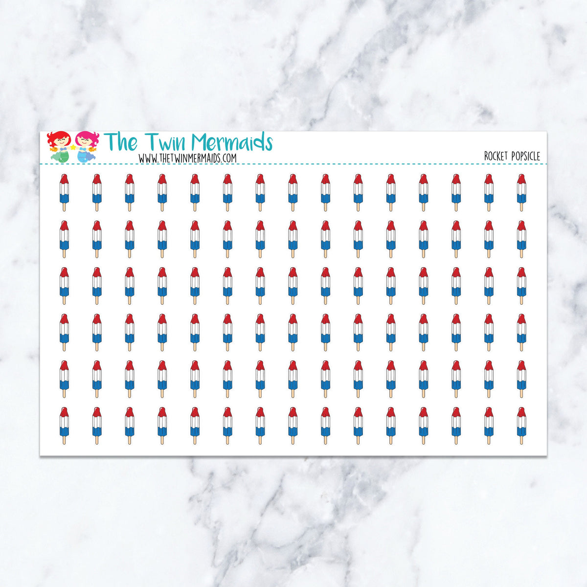 Rocket Popsicle planner stickers. Kiss-cut sticker sheet for planners, bullet journals, and scrapbooking.