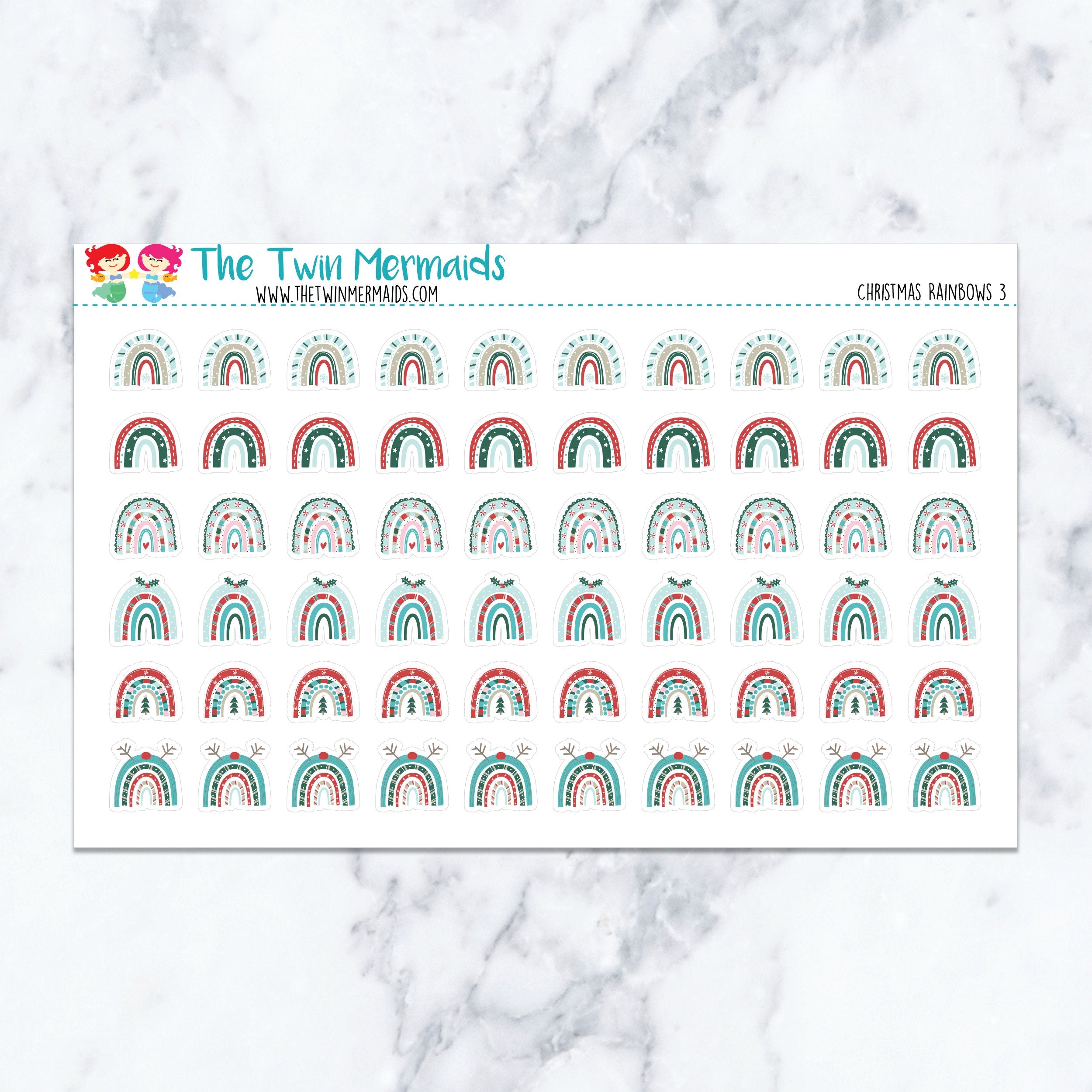 Christmas Rainbows 3 Planner Stickers