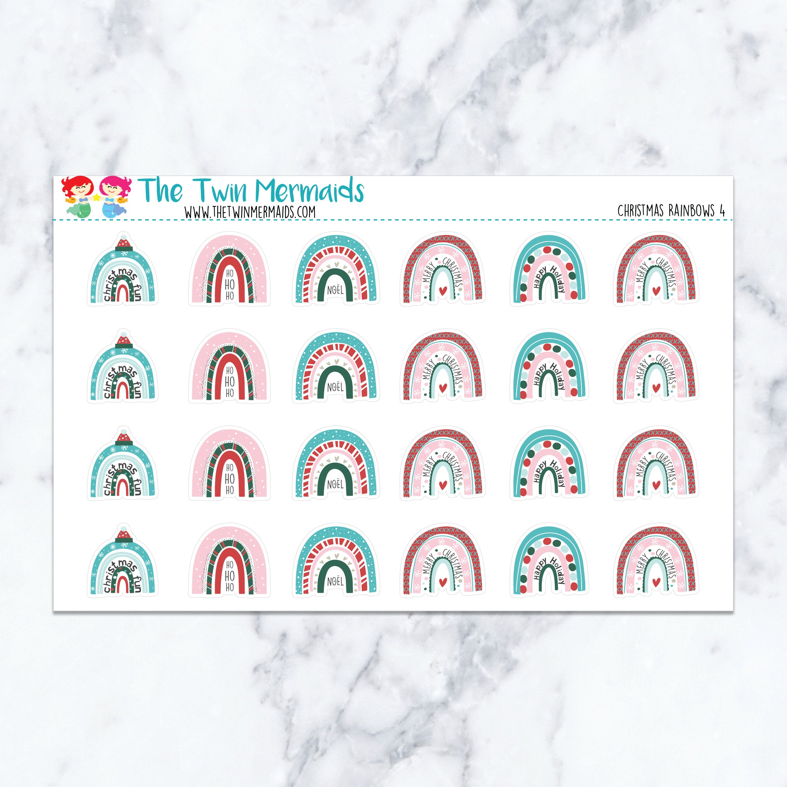 Christmas Rainbows 4 Planner Stickers