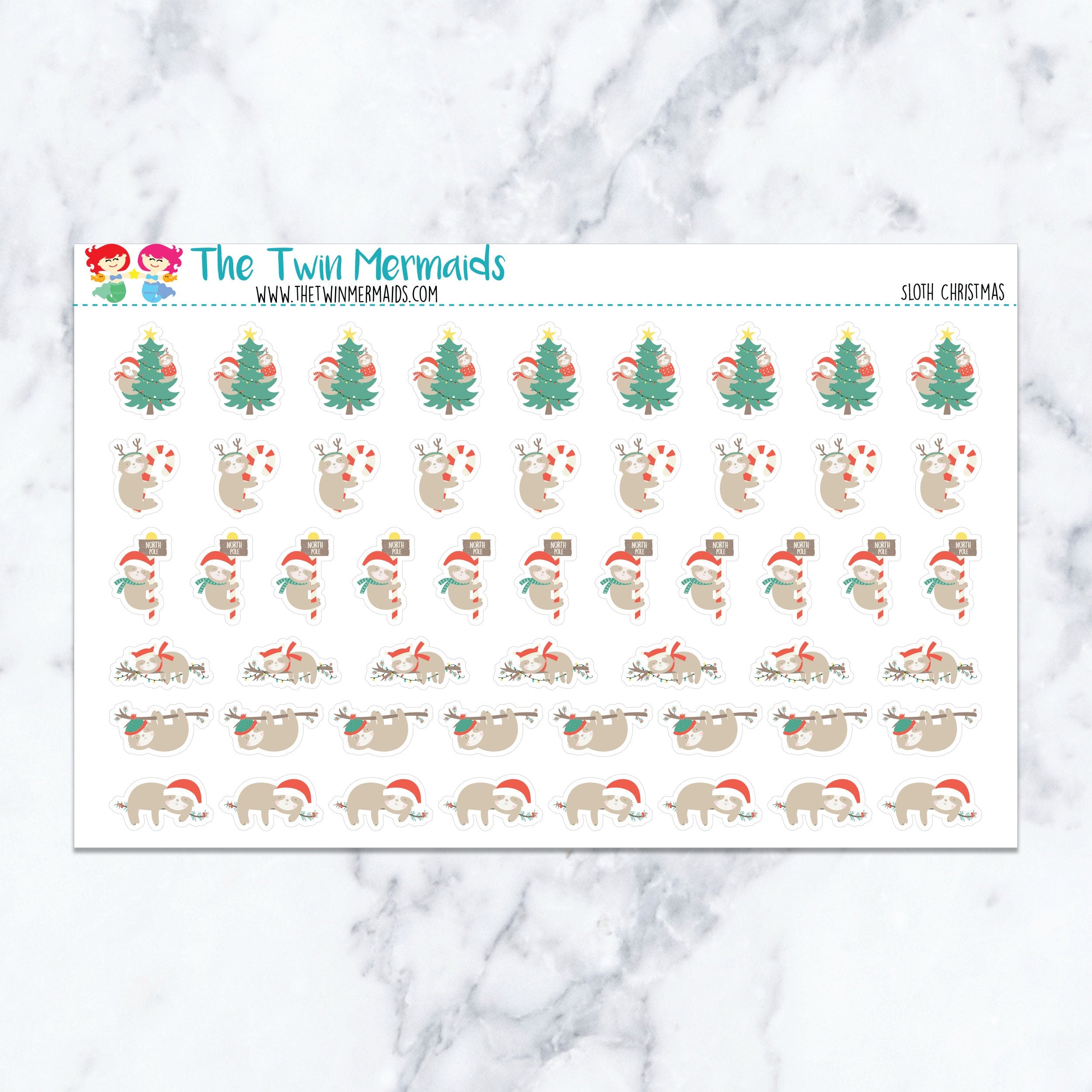 Sloth Christmas Planner Stickers