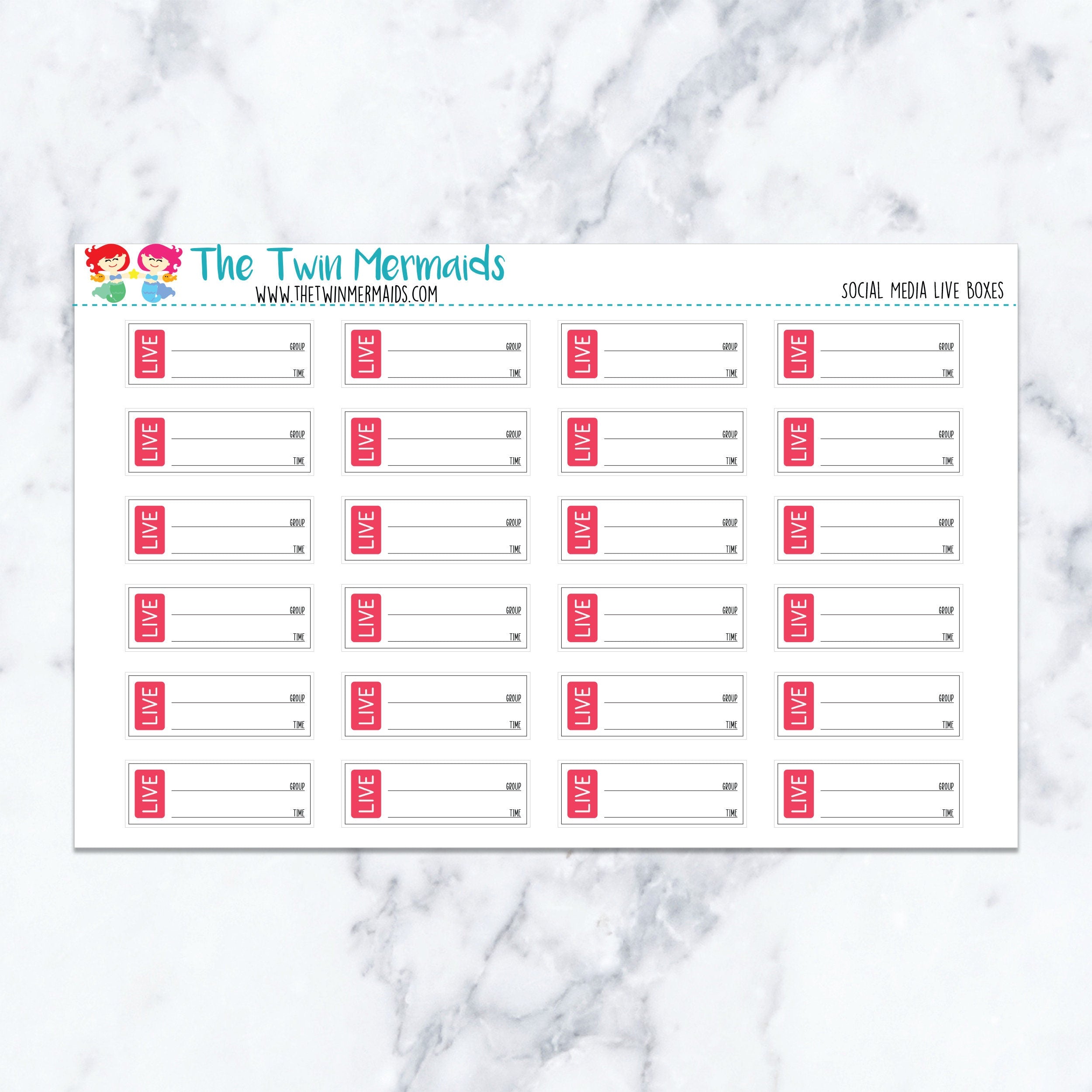 Social Media Live Boxes Planner Stickers