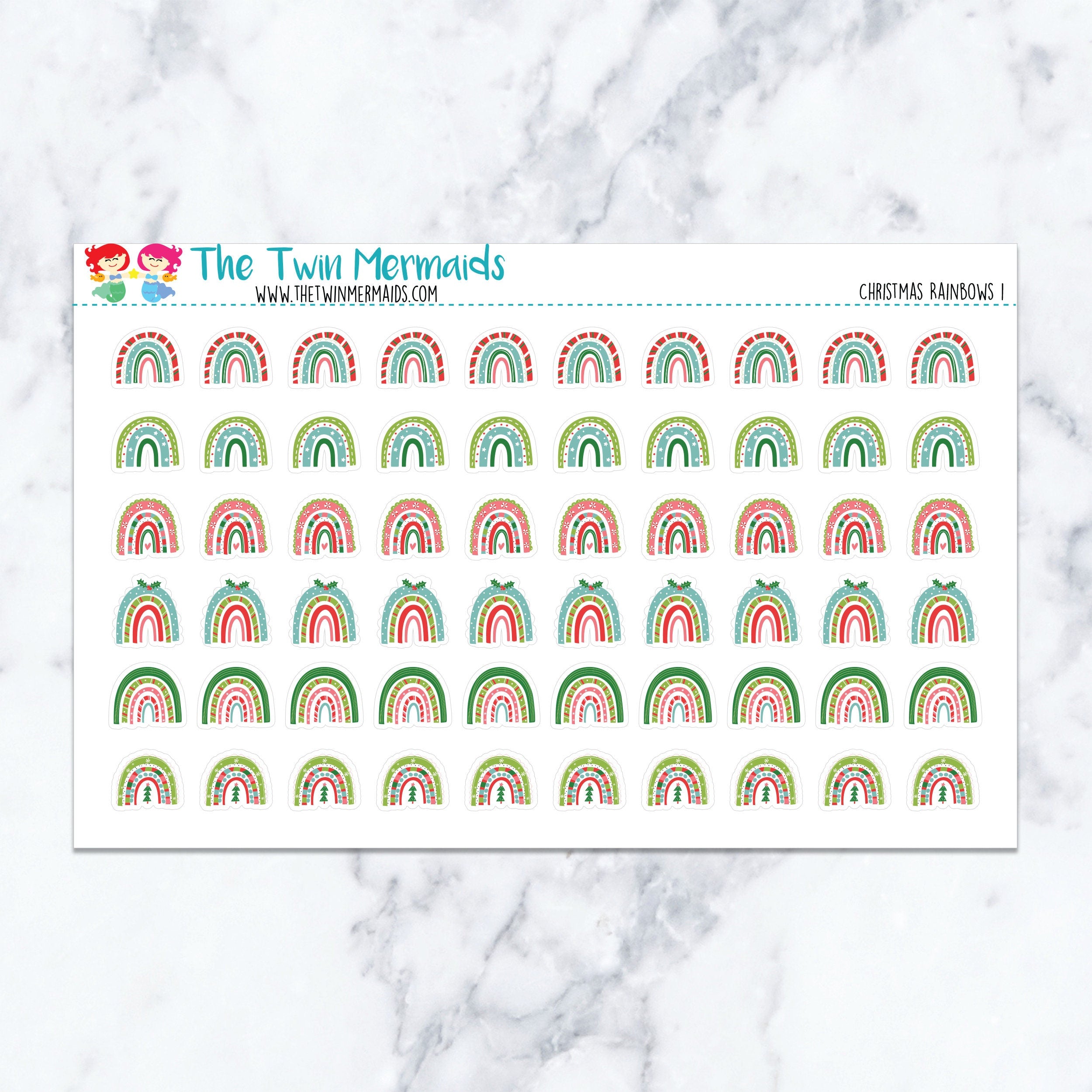 Christmas Rainbows 1 Planner Stickers