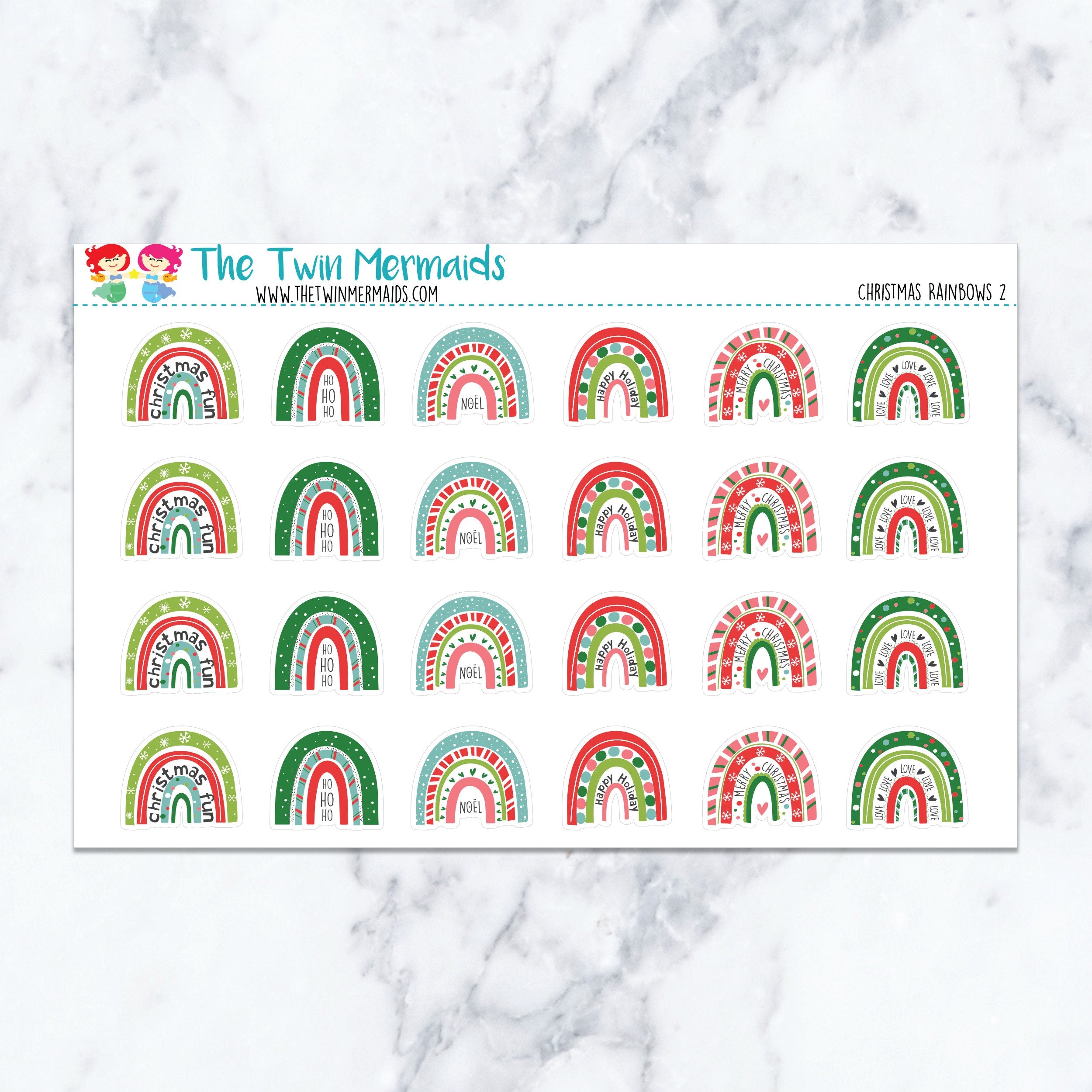 Christmas Rainbows 2 Planner Stickers