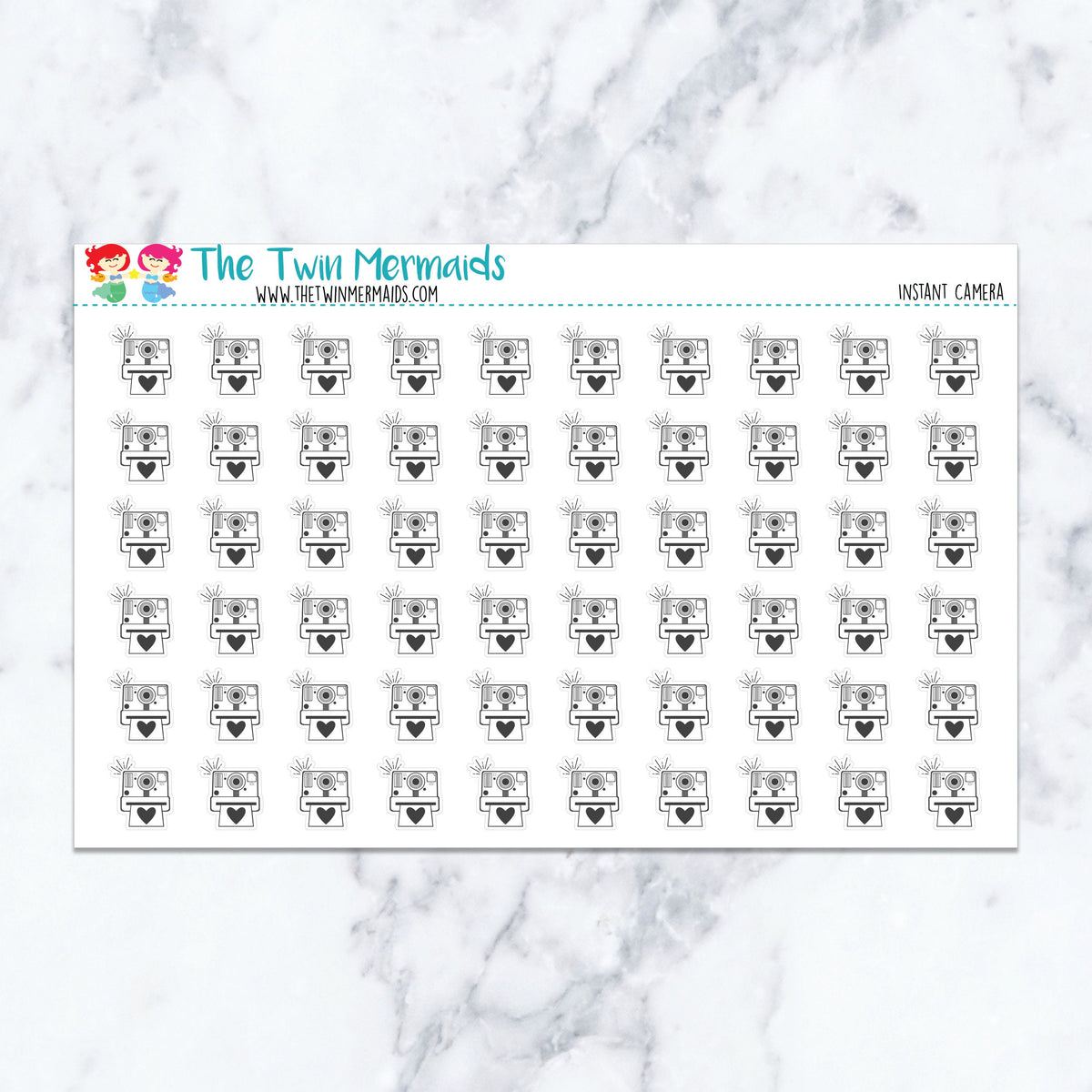 Instant Camera planner stickers. Kiss-cut sticker sheet for planners, bullet journals, and scrapbooking.