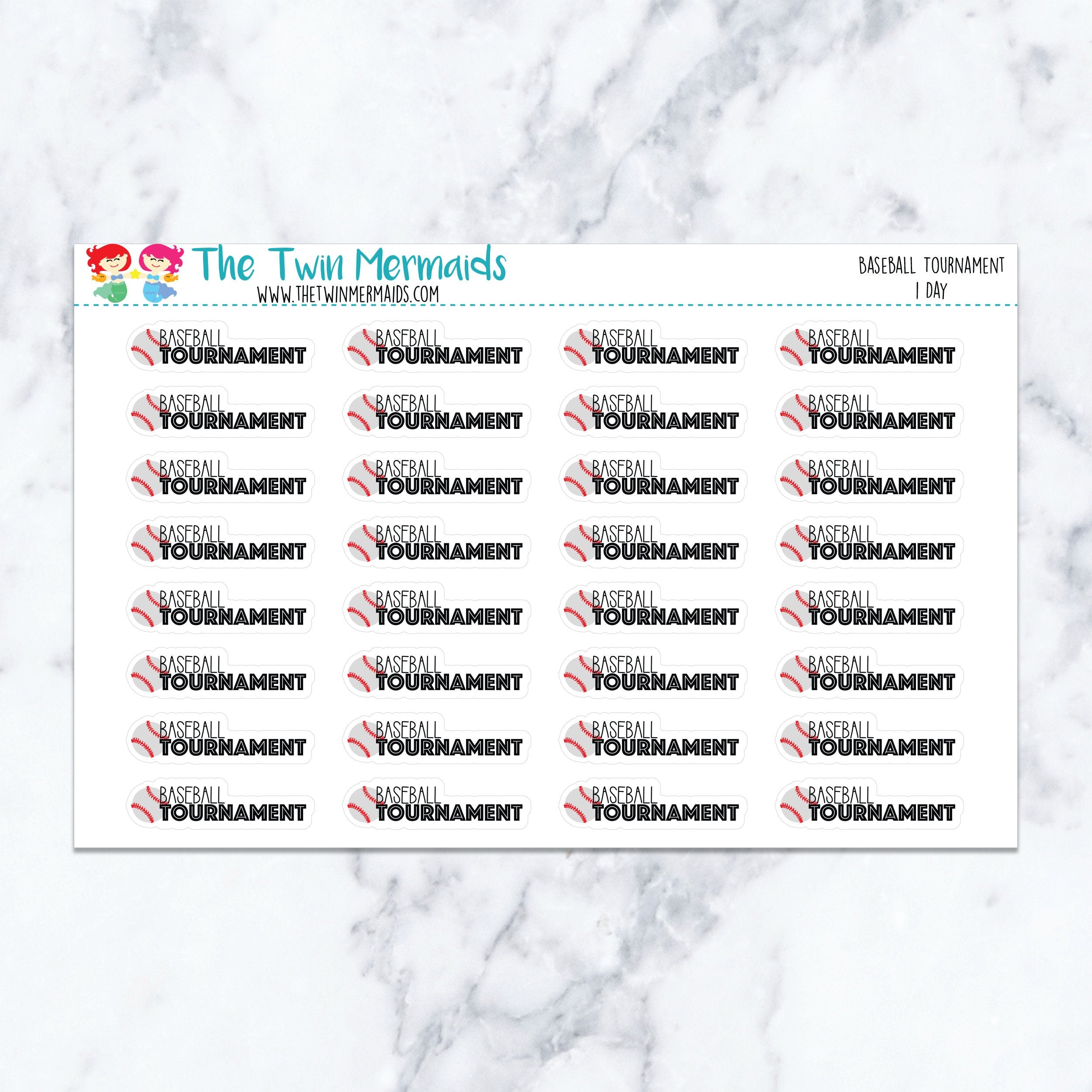 Baseball Tournament (1 Day) Planner Stickers