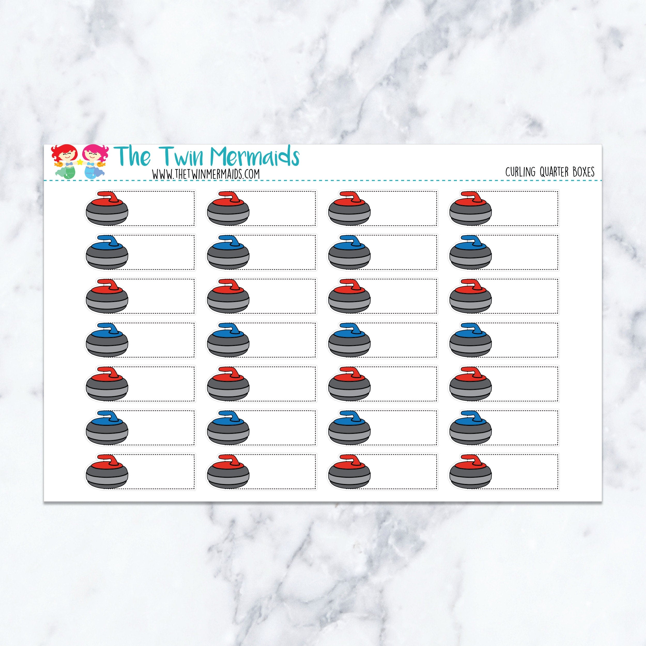Curling Quarter Boxes Planner Stickers