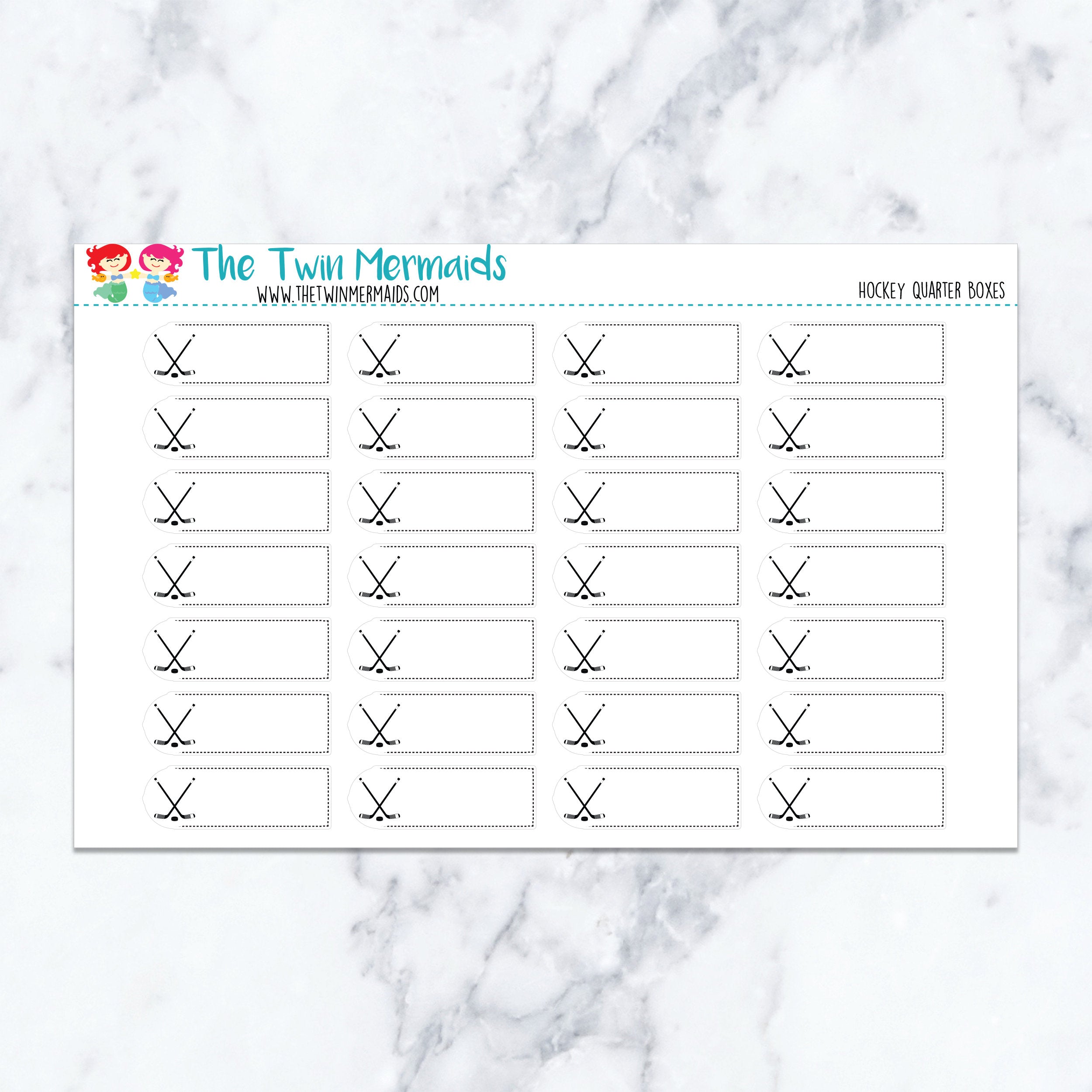Hockey Quarter Boxes Planner Stickers