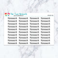 Homework Print planner stickers. Kiss-cut sticker sheet for planners, bullet journals, and scrapbooking.