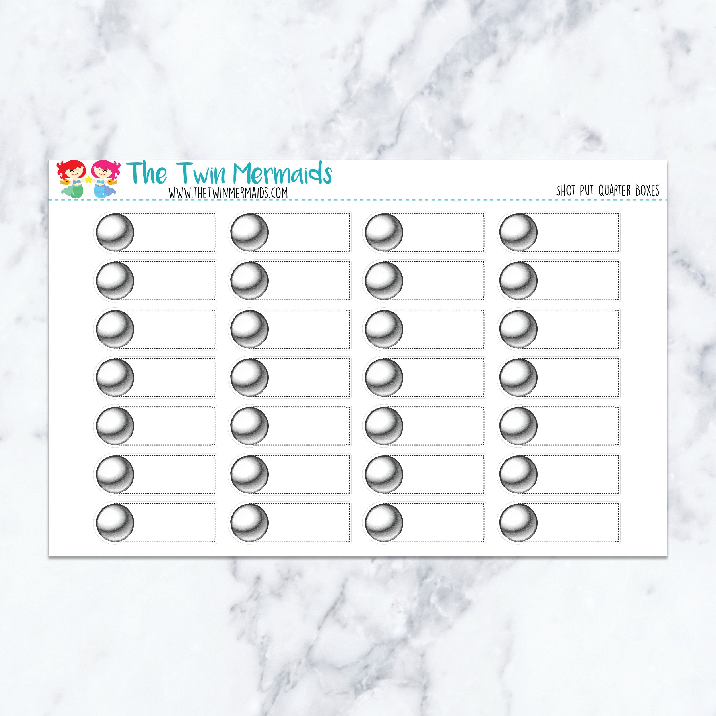 Shot Put Quarter Boxes Planner Stickers