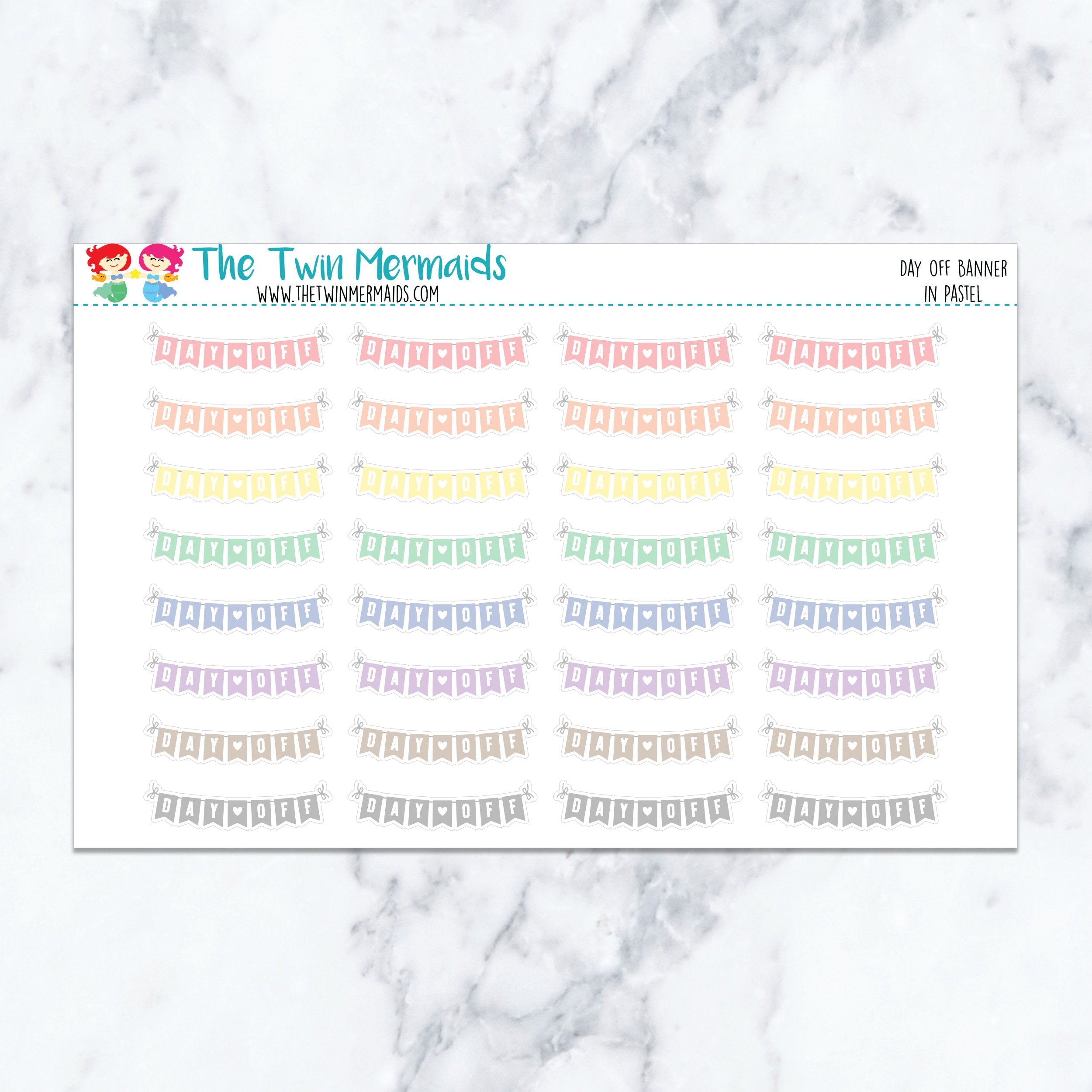 Day Off Banner in Pastel Planner Stickers