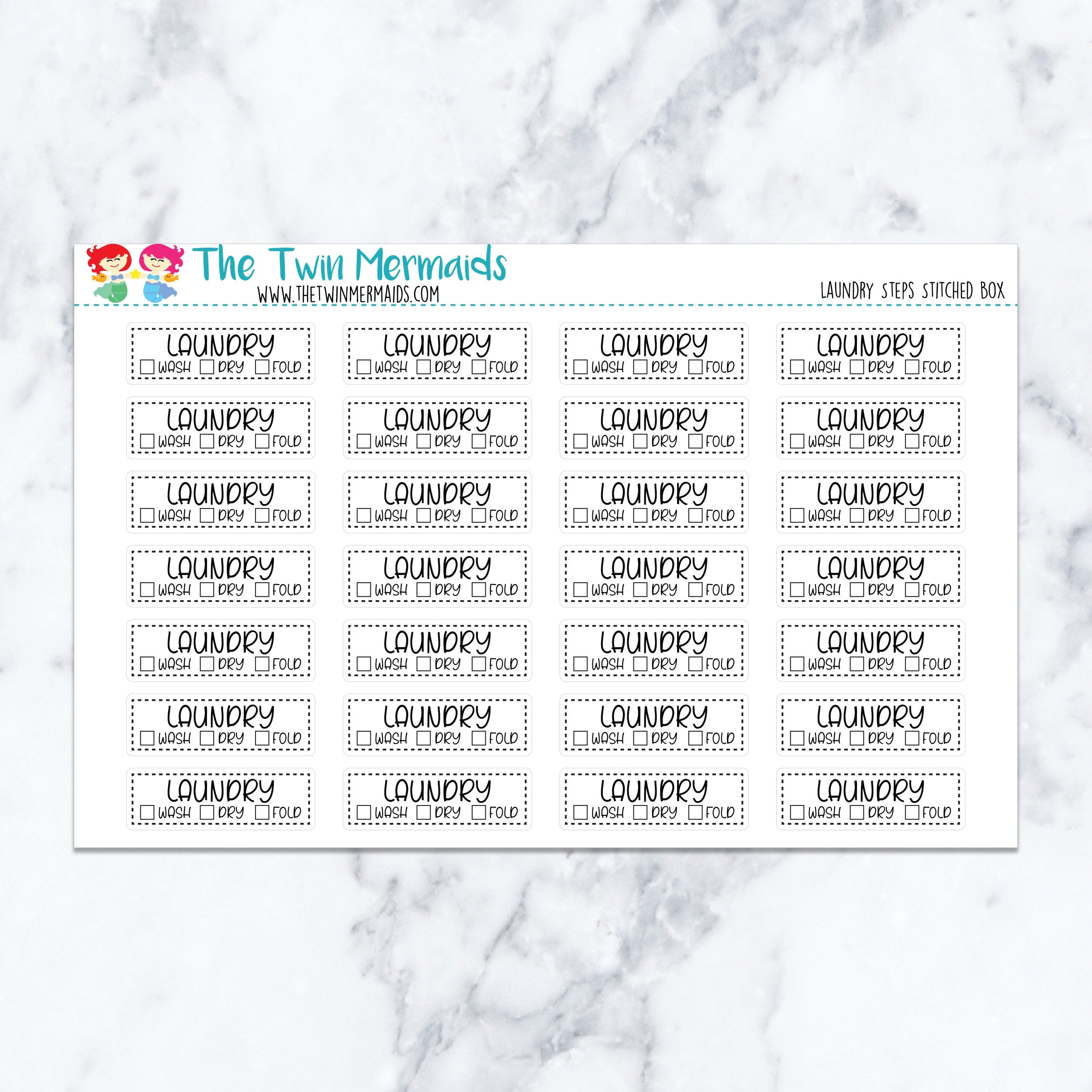 Laundry Steps Stitched Box Planner Stickers