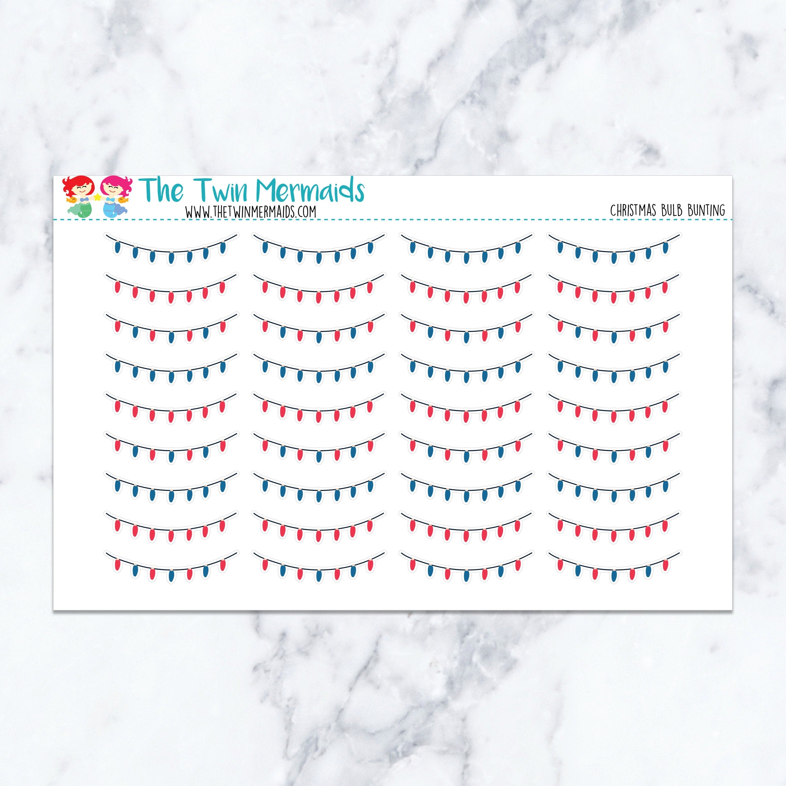 Christmas Bulb Bunting Planner Stickers