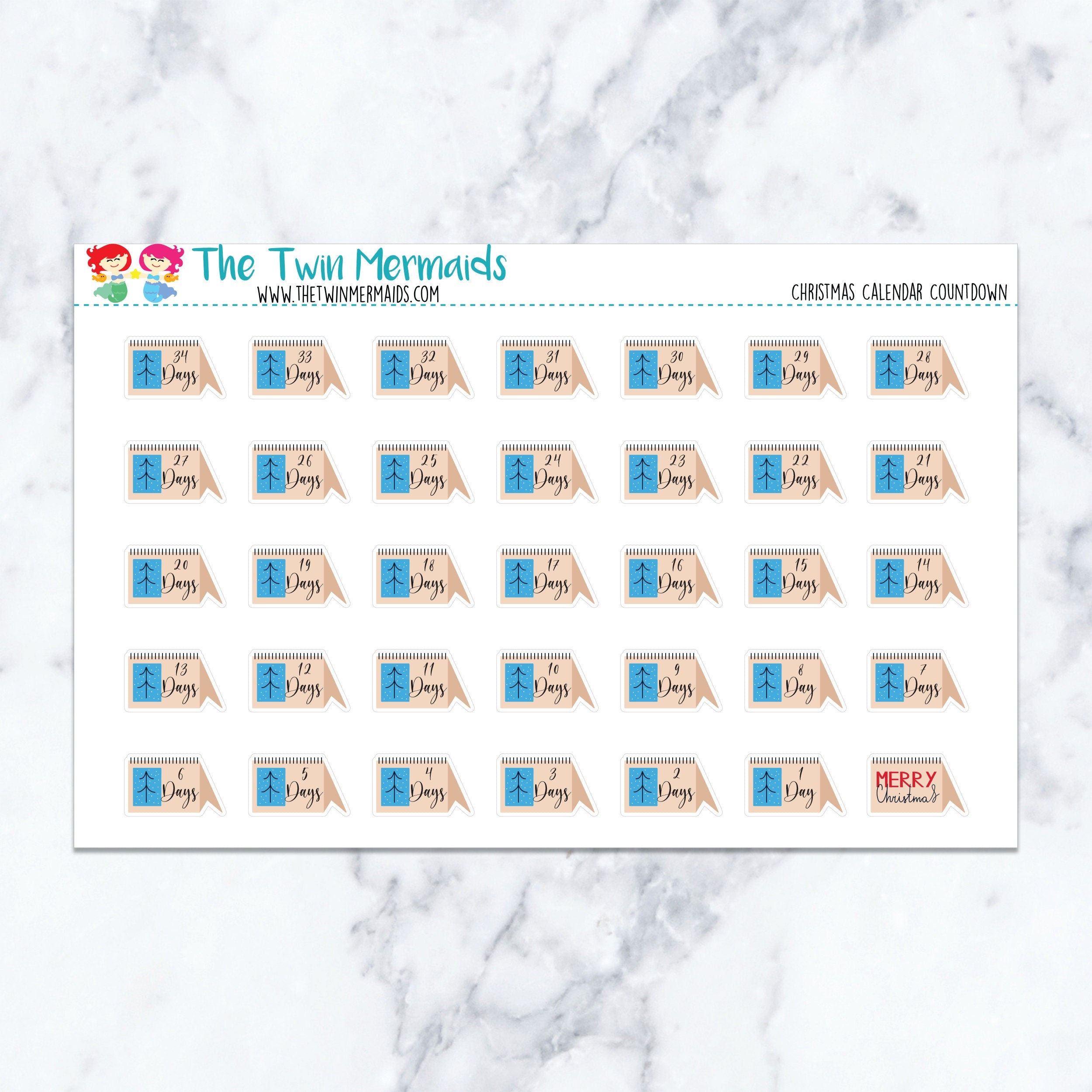 Christmas Calendar Countdown Planner Stickers