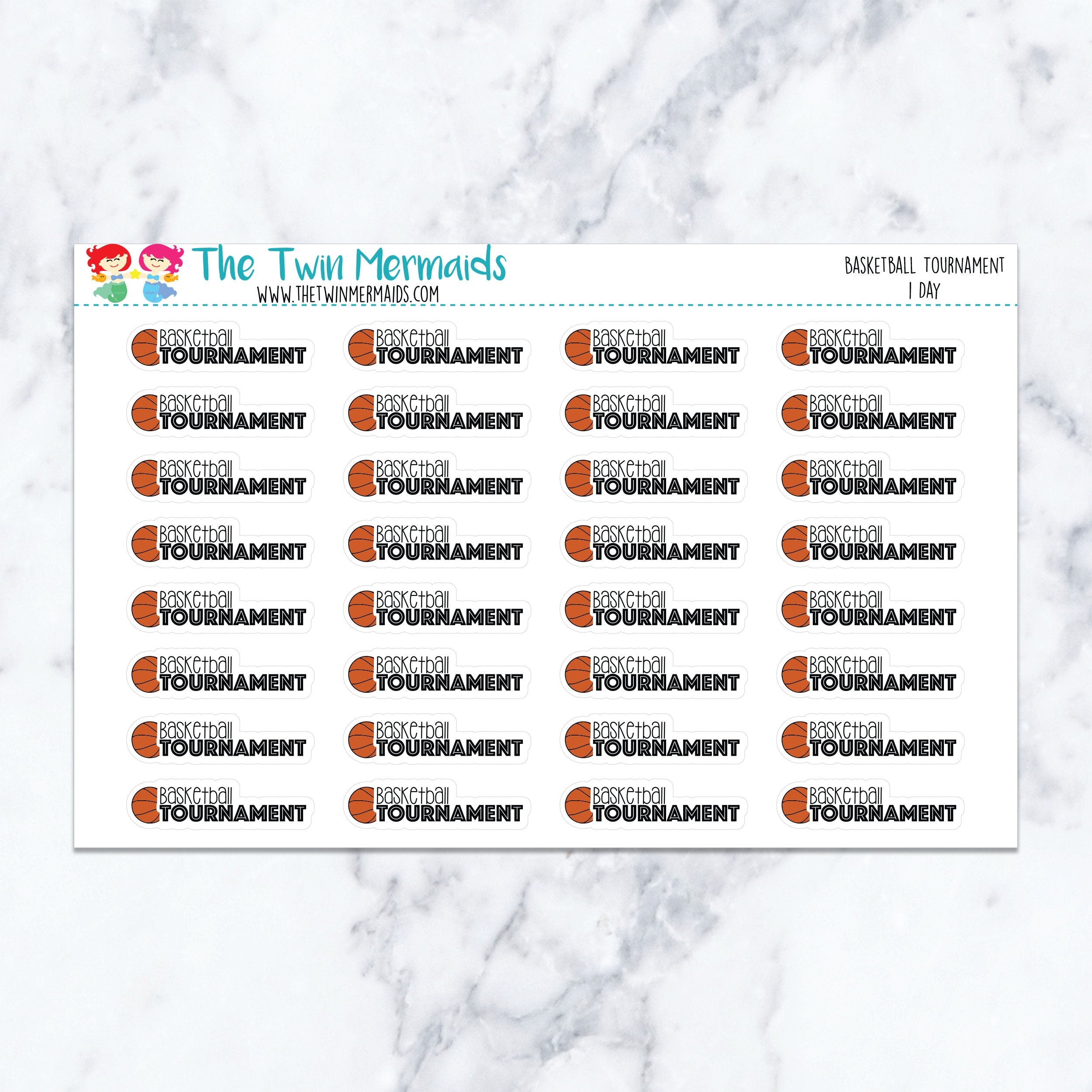 Basketball Tournament (1 Day) Planner Stickers
