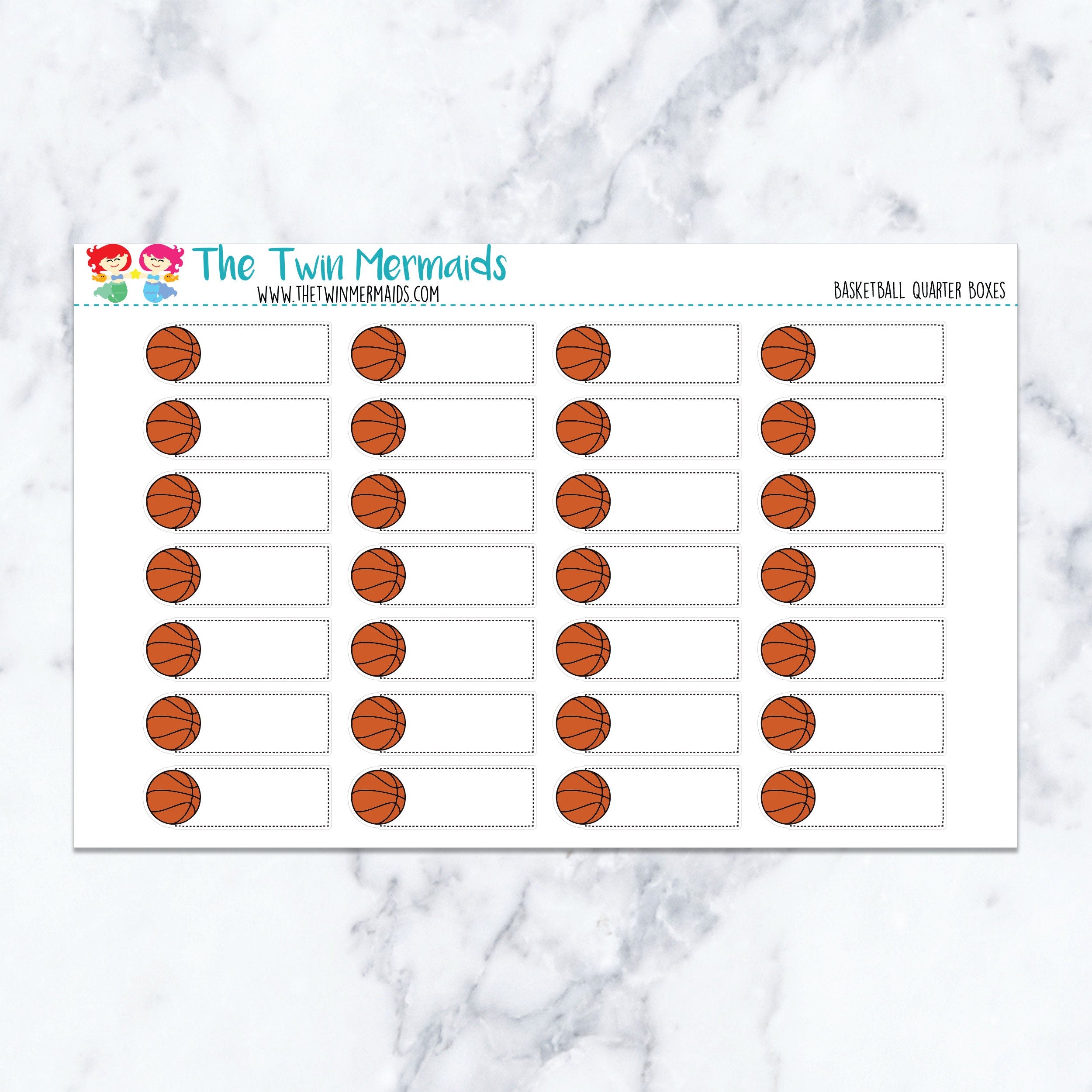 Basketball Quarter Boxes Planner Stickers