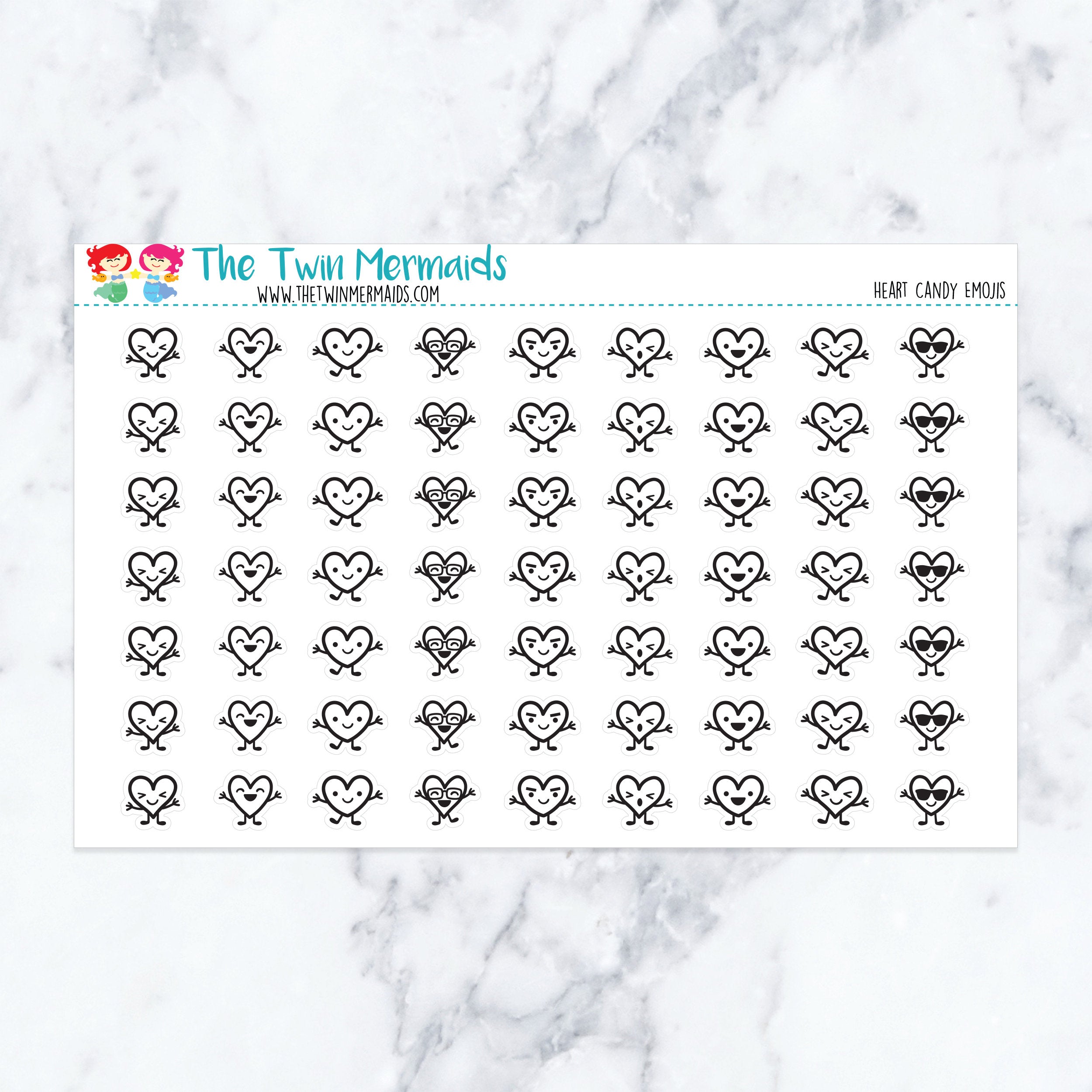 Heart Candy Emojis Planner Stickers