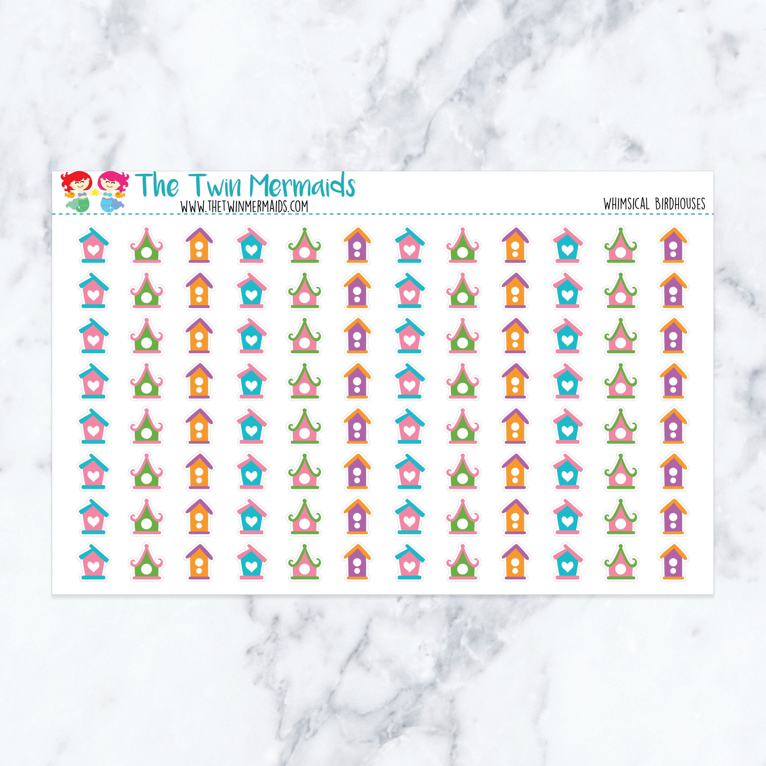 Whimsical Birdhouses Planner Stickers