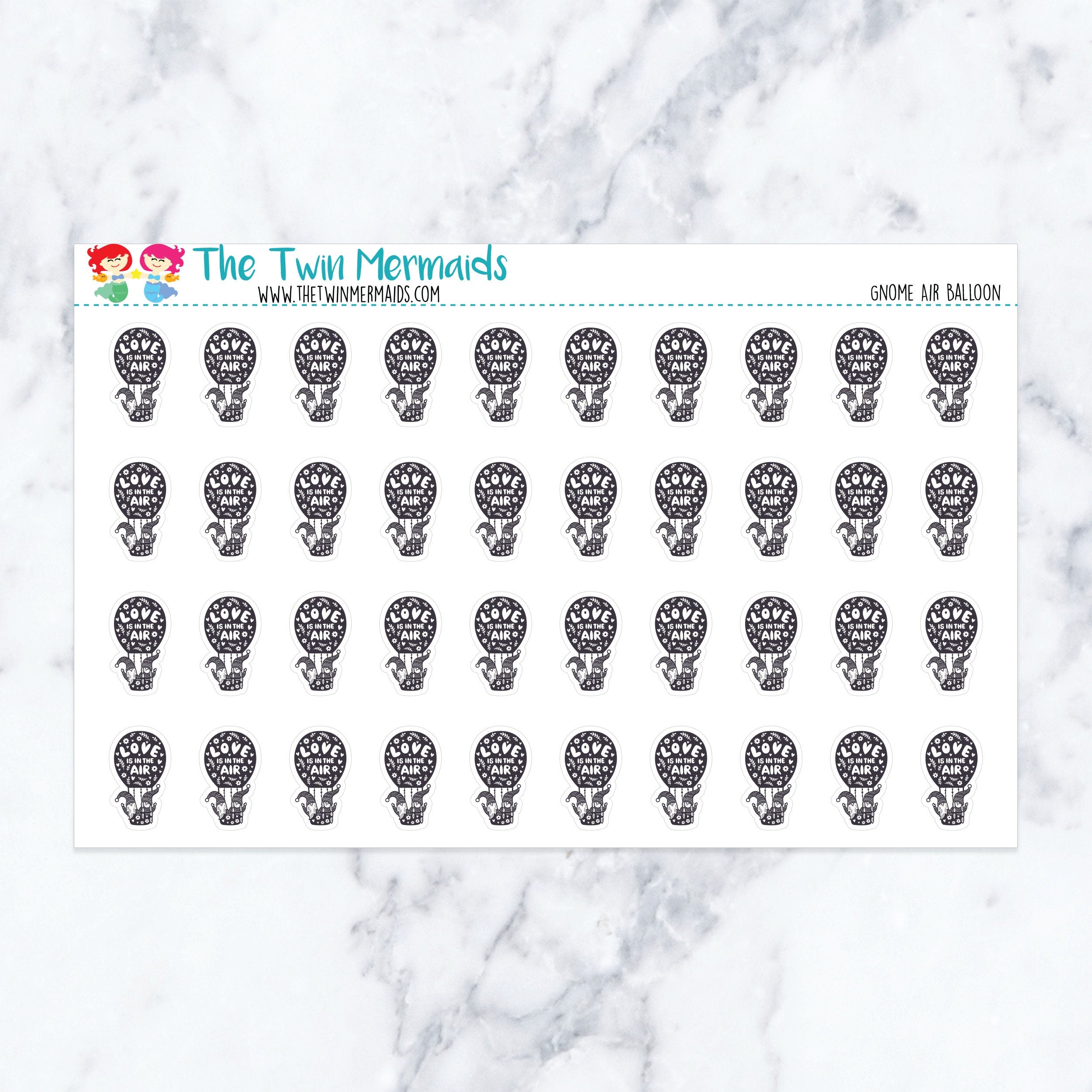 Gnome Air Balloon Planner Stickers