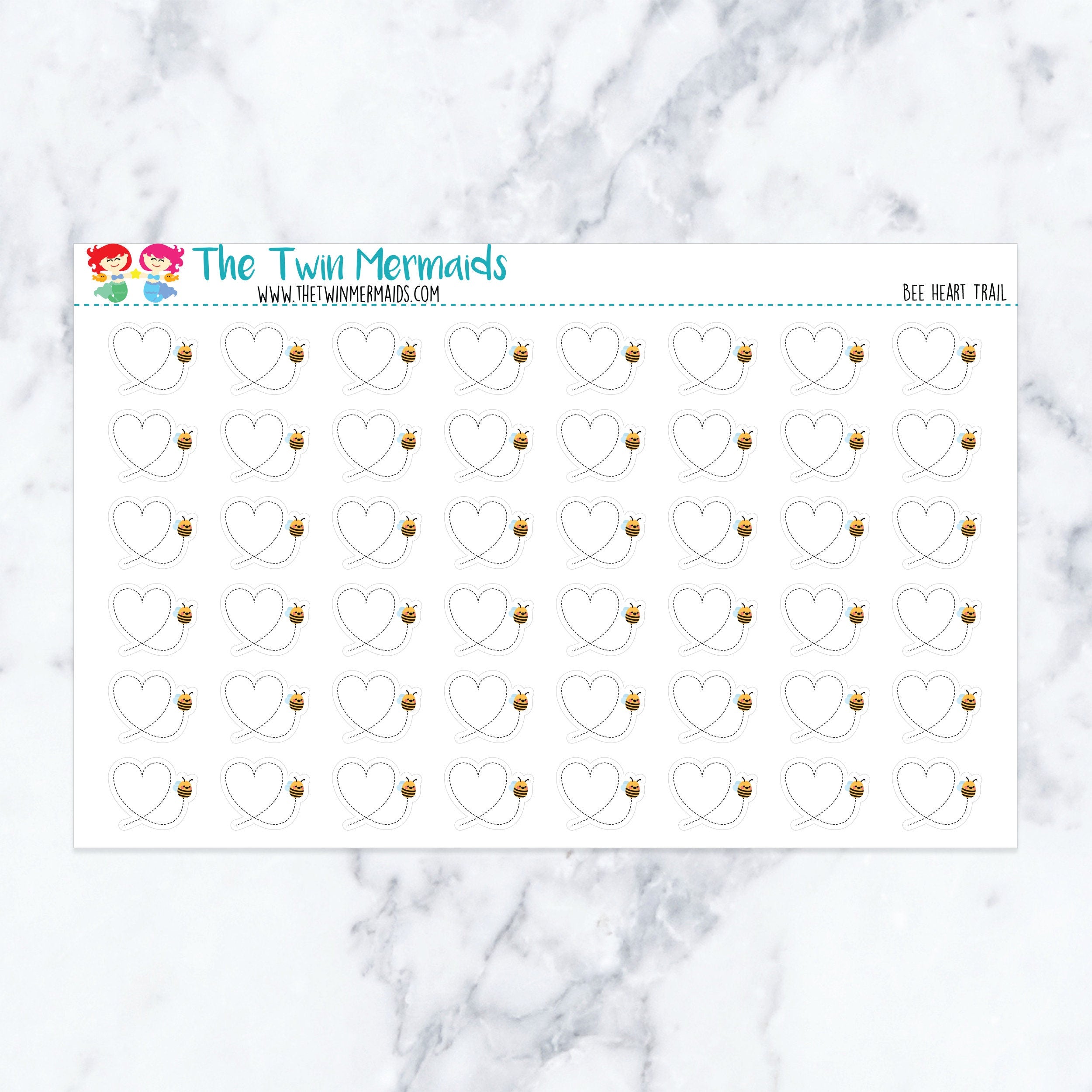 Bee Heart Trail Planner Stickers