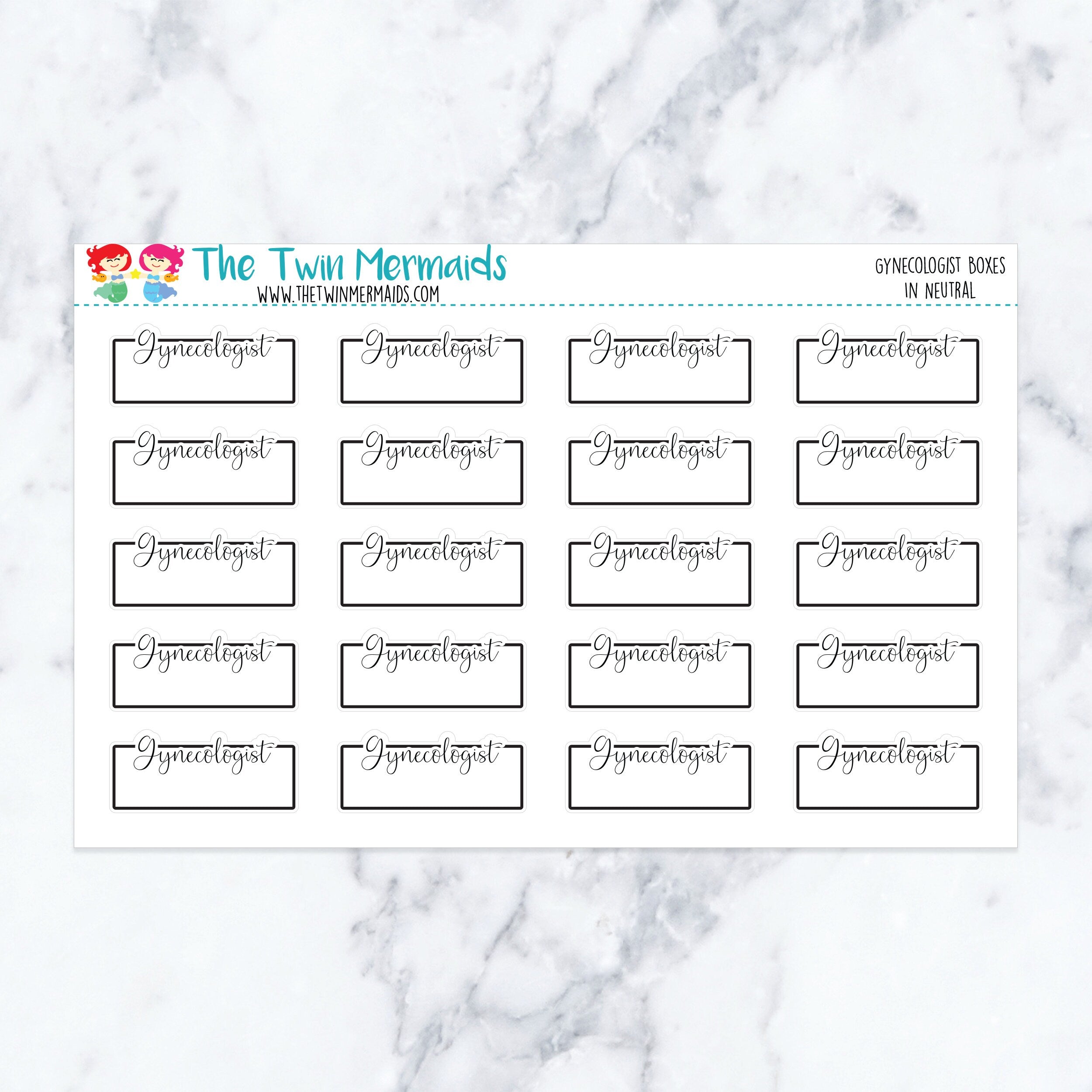 Gynecologist Boxes in Neutral Planner Stickers