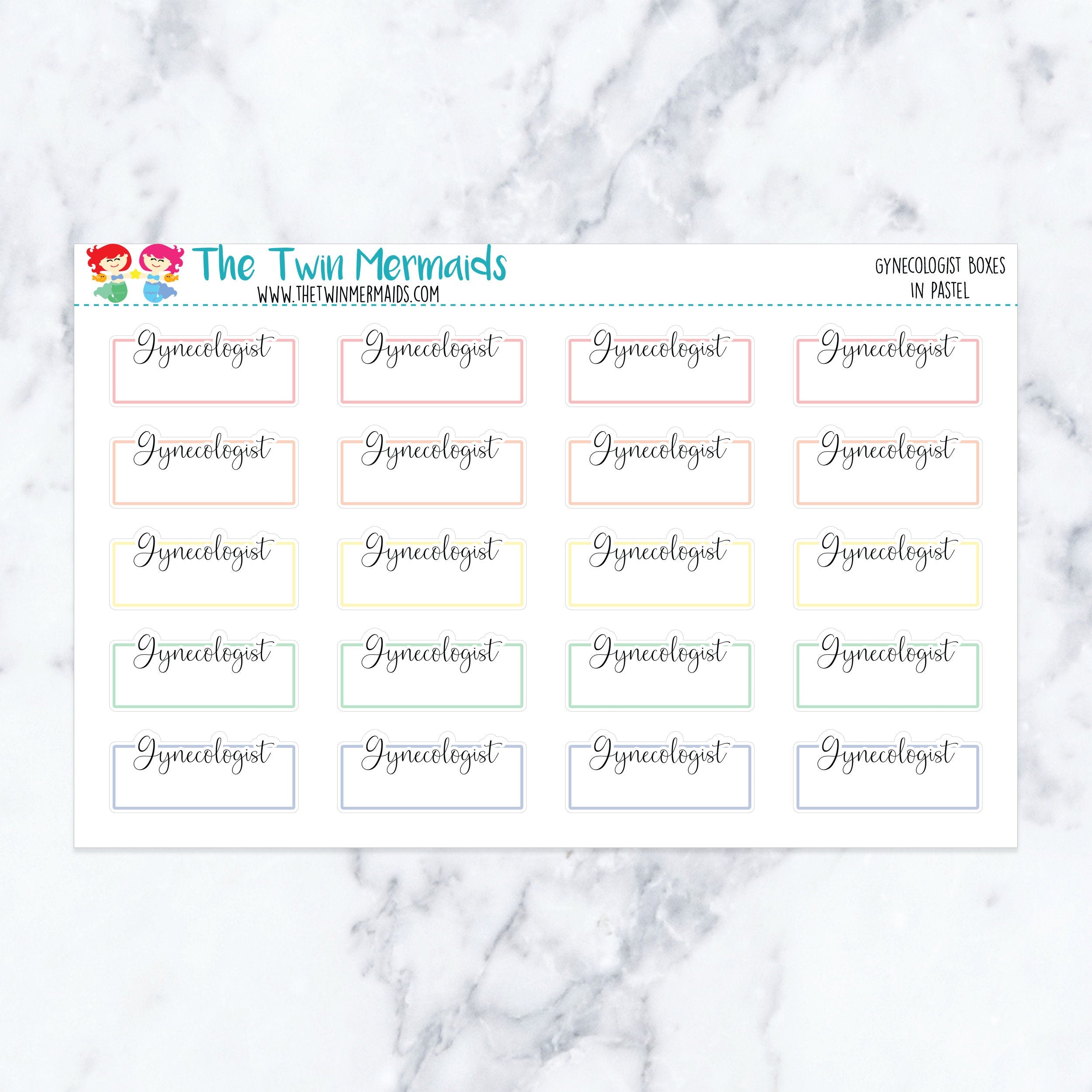 Gynecologist Boxes in Pastel Planner Stickers