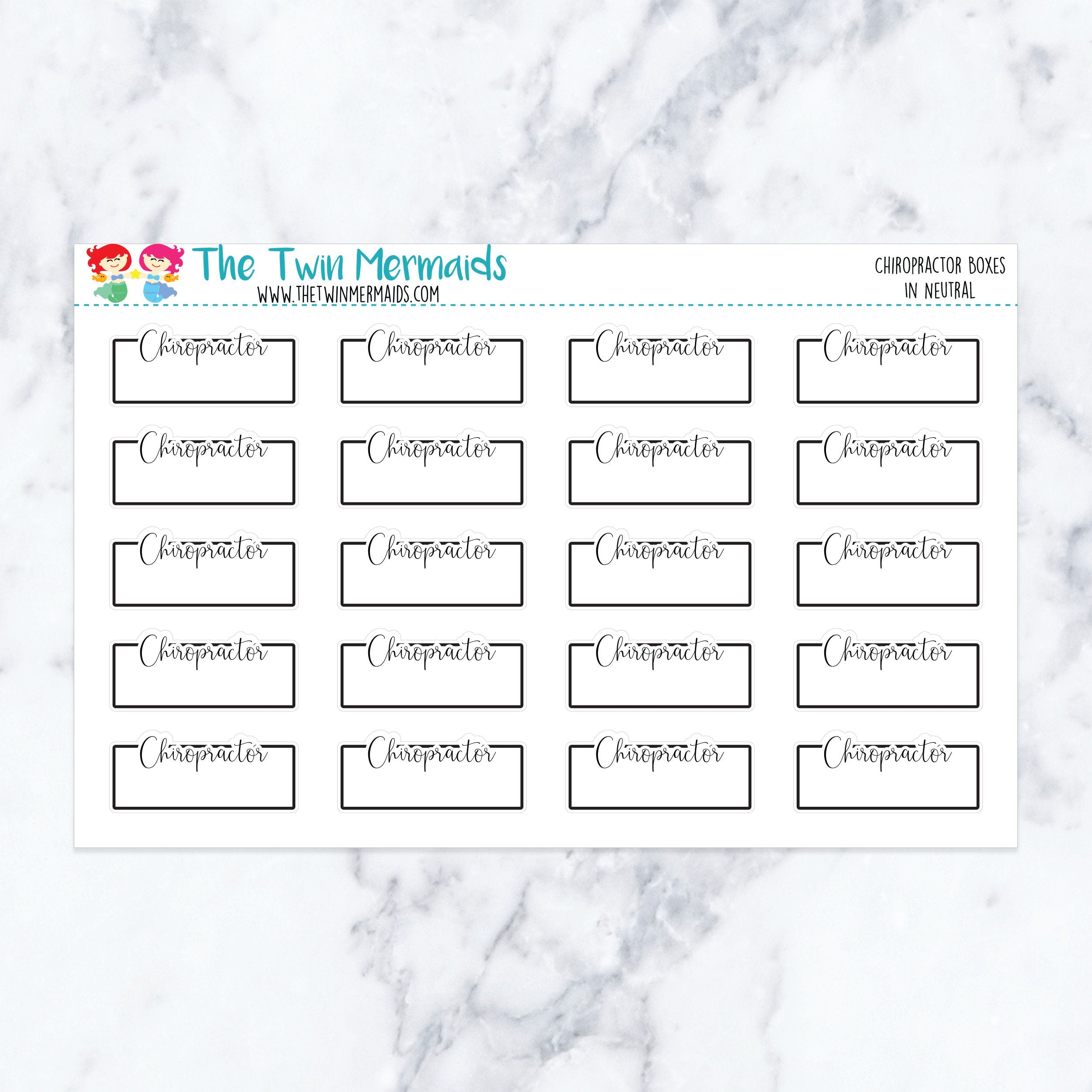 Chiropractor Boxes in Neutral Planner Stickers
