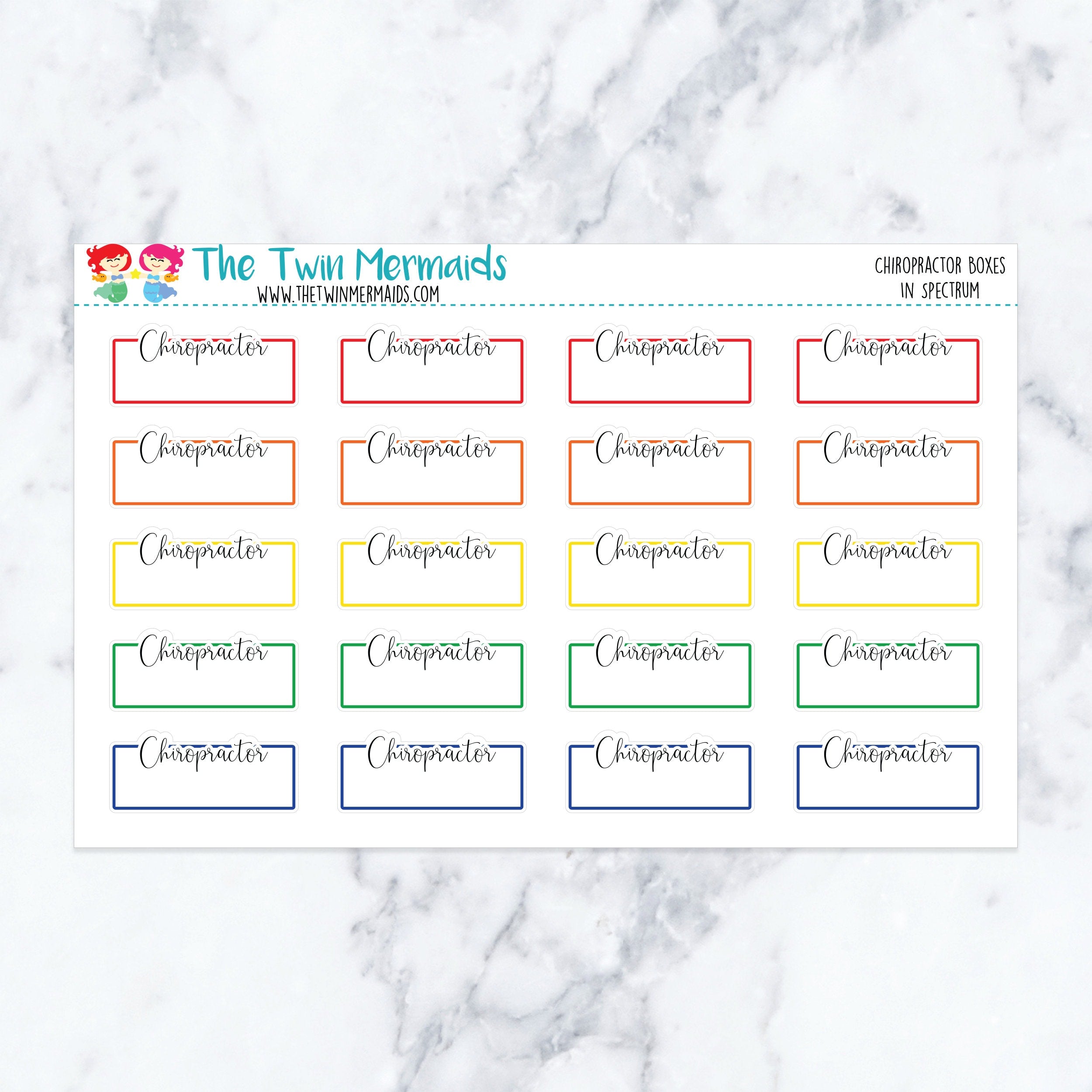 Chiropractor Boxes in Spectrum Planner Stickers