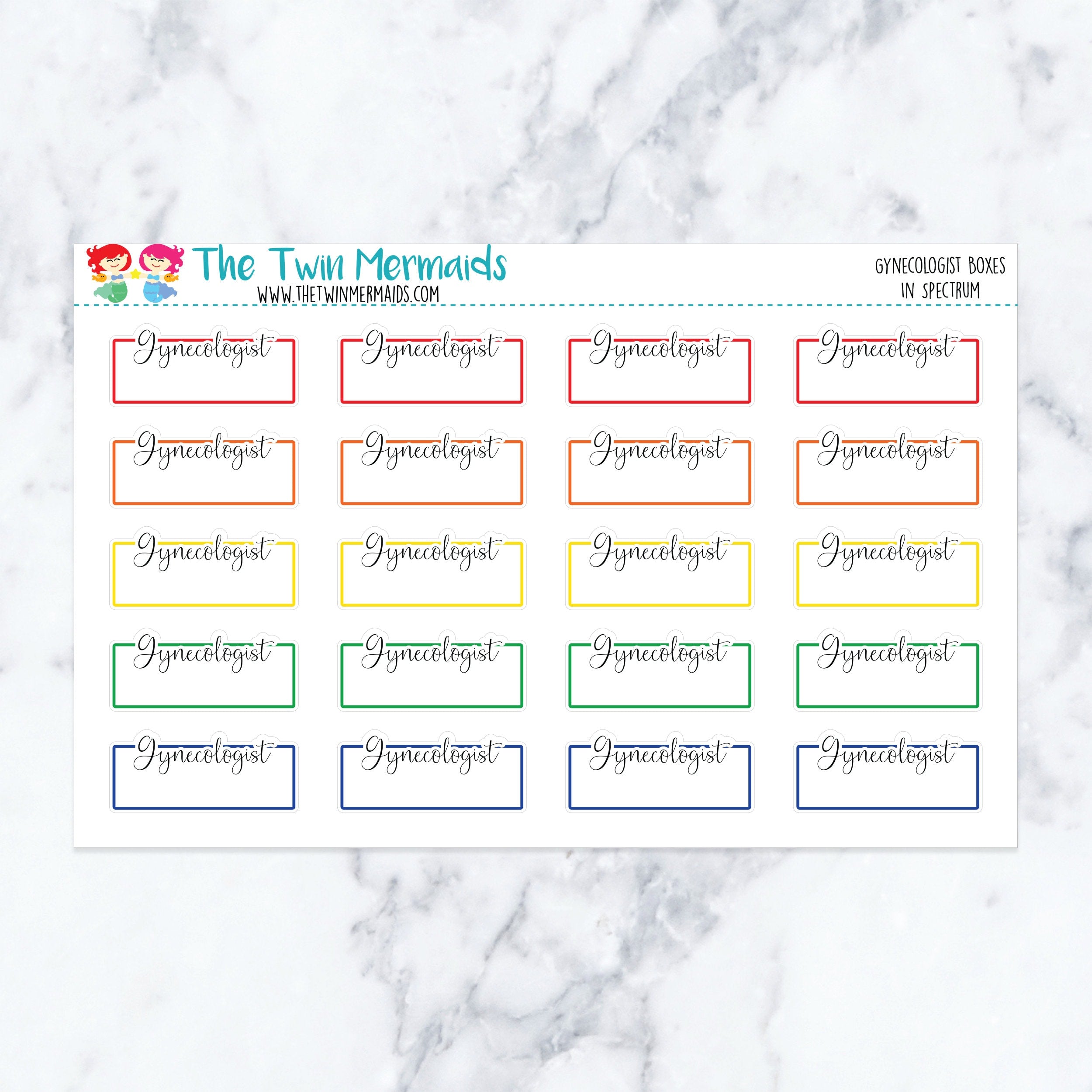 Gynecologist Boxes in Spectrum Planner Stickers