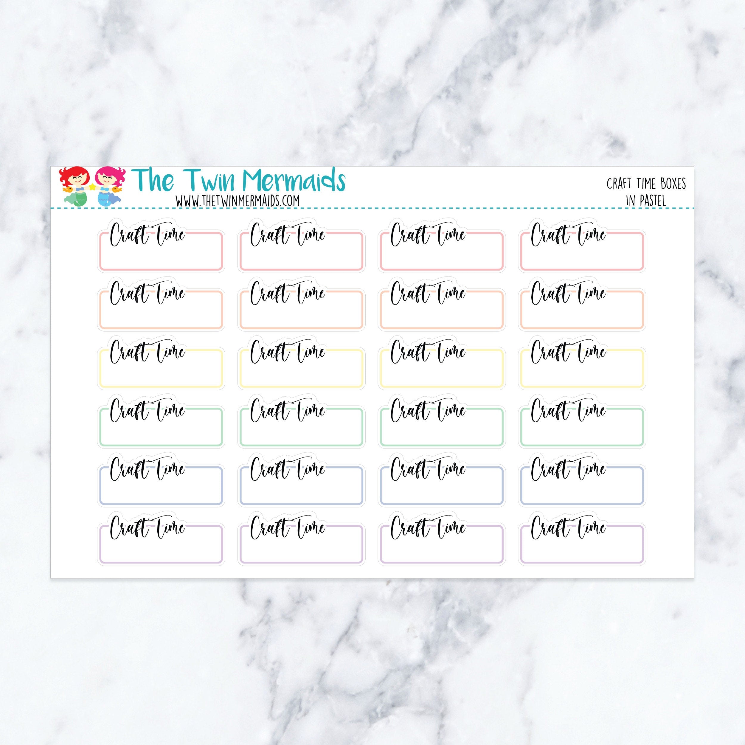 Craft Time Boxes in Pastel Planner Stickers