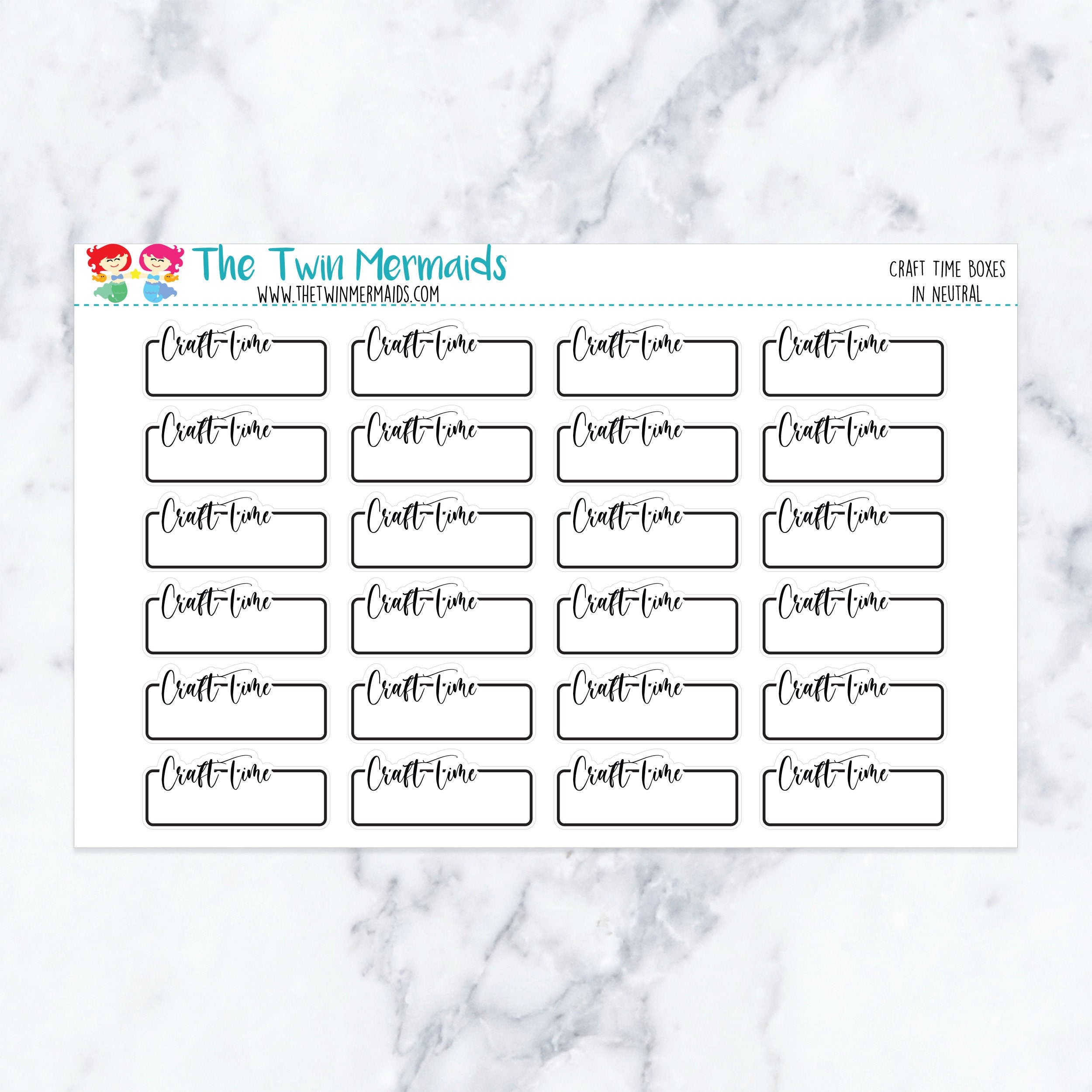Craft Time Boxes in Neutral Planner Stickers