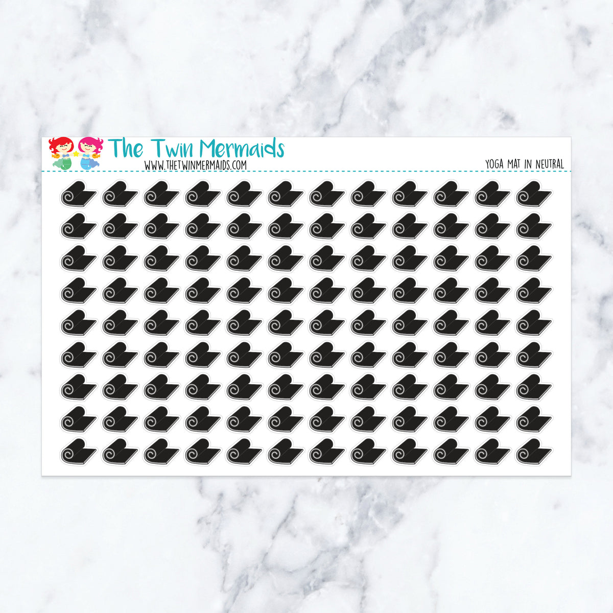 Yoga Mat in Neutral planner stickers, neutral color scheme. Kiss-cut sticker sheet for planners, bullet journals, and scrapbo