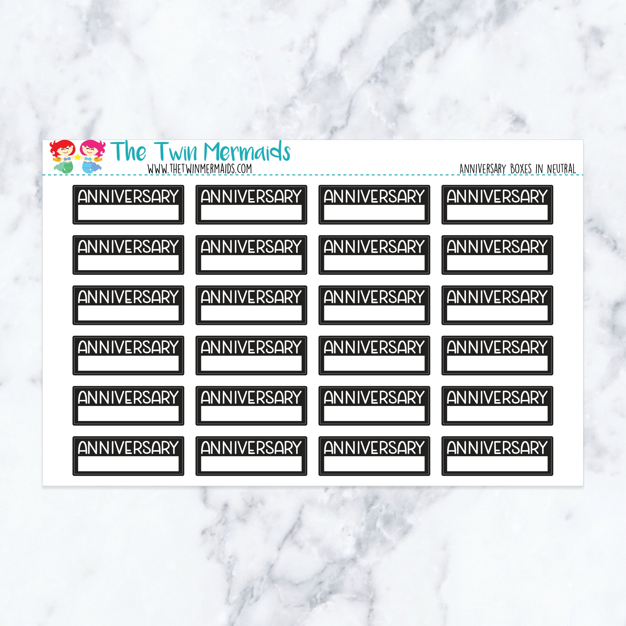 Anniversary Boxes in Neutral Planner Stickers