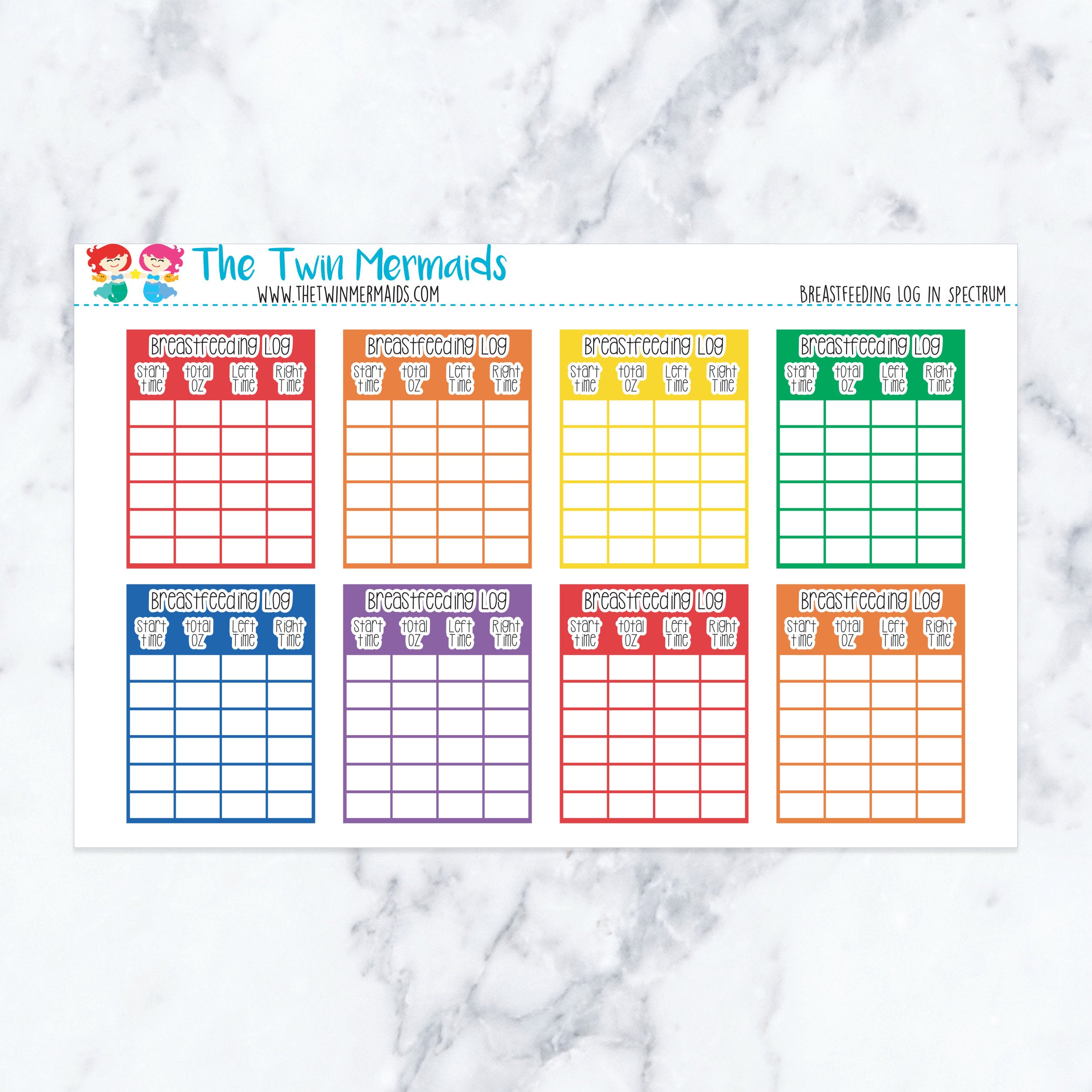 Breastfeeding Log in Spectrum Planner Stickers