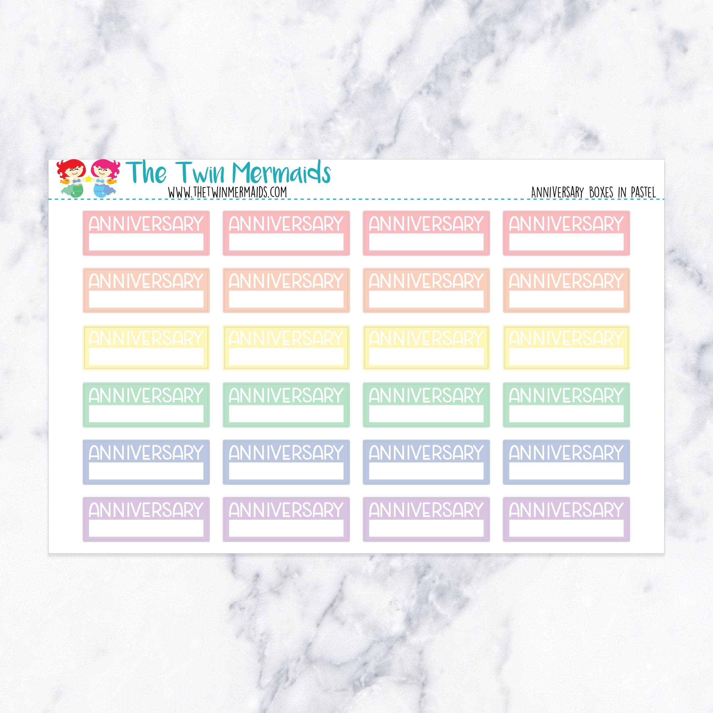 Anniversary Boxes in Pastel Planner Stickers