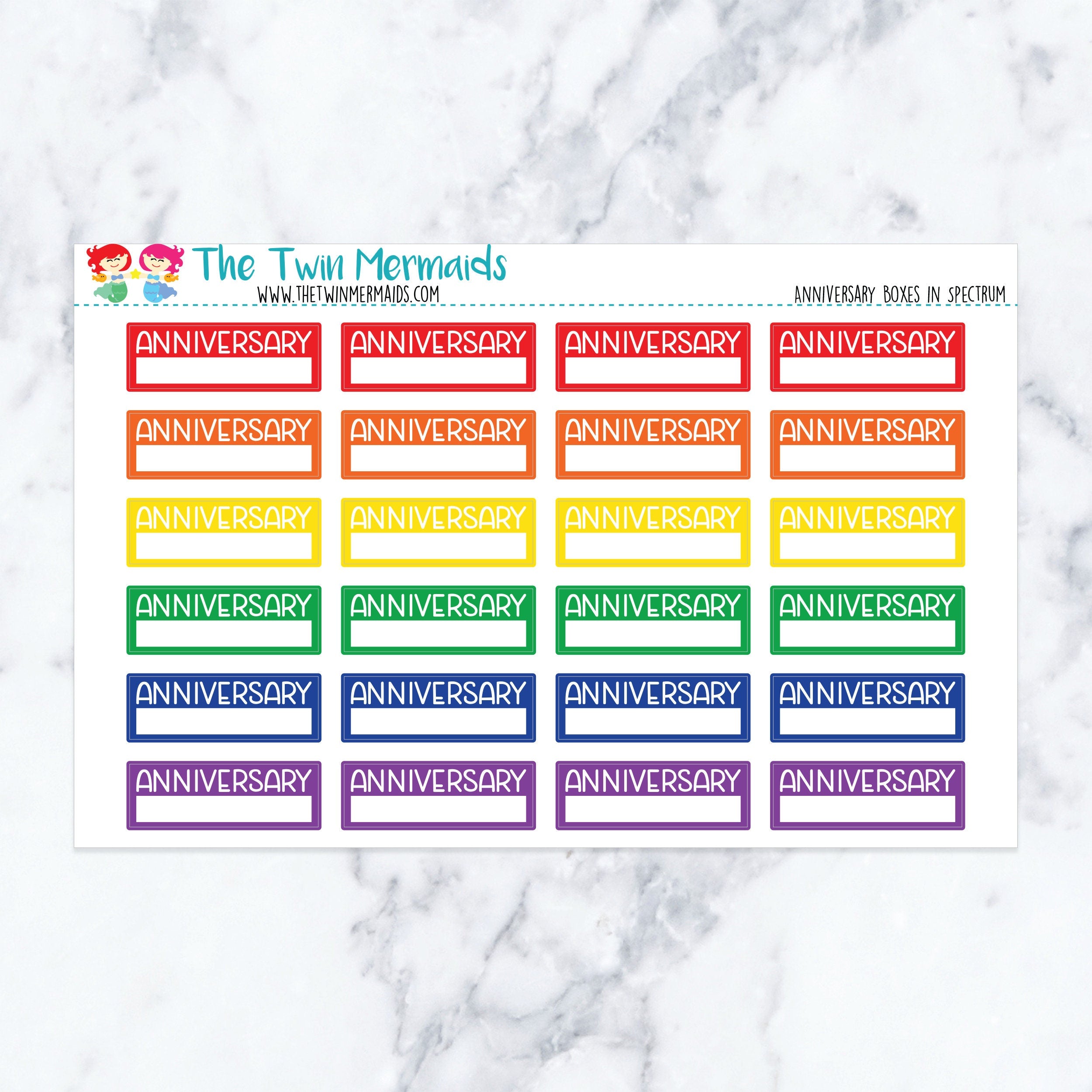 Anniversary Boxes in Spectrum Planner Stickers
